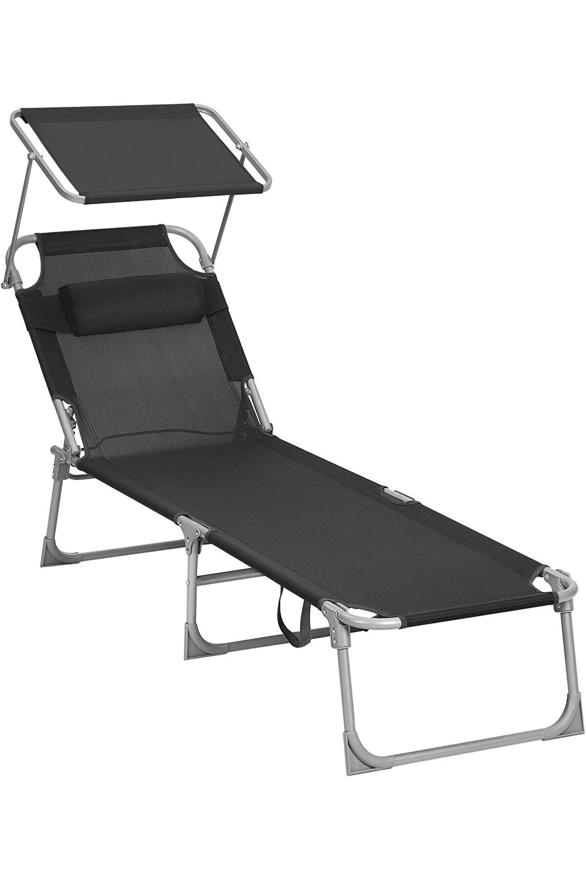 STOREMAX vegaShop GCB192B01 şezlong, baş destekli rahatlama şezlongu, sırtlık ve güneş şemsiyesi, eğ