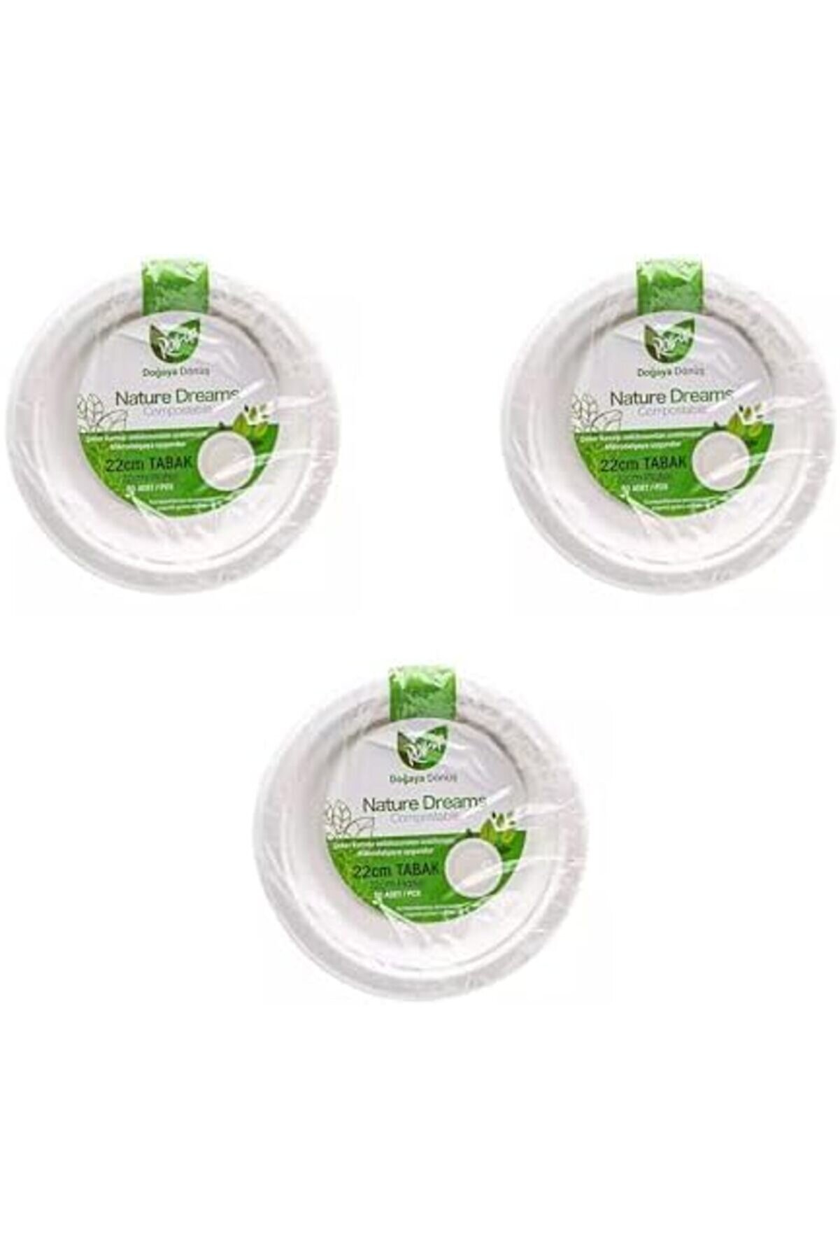 Jptrshop Nature Ekoloji̇k Karton Kağıt Parti̇ Tek Kullanımlık Tabak - 22 Cm. - 50 Adetli̇k 3 Paket