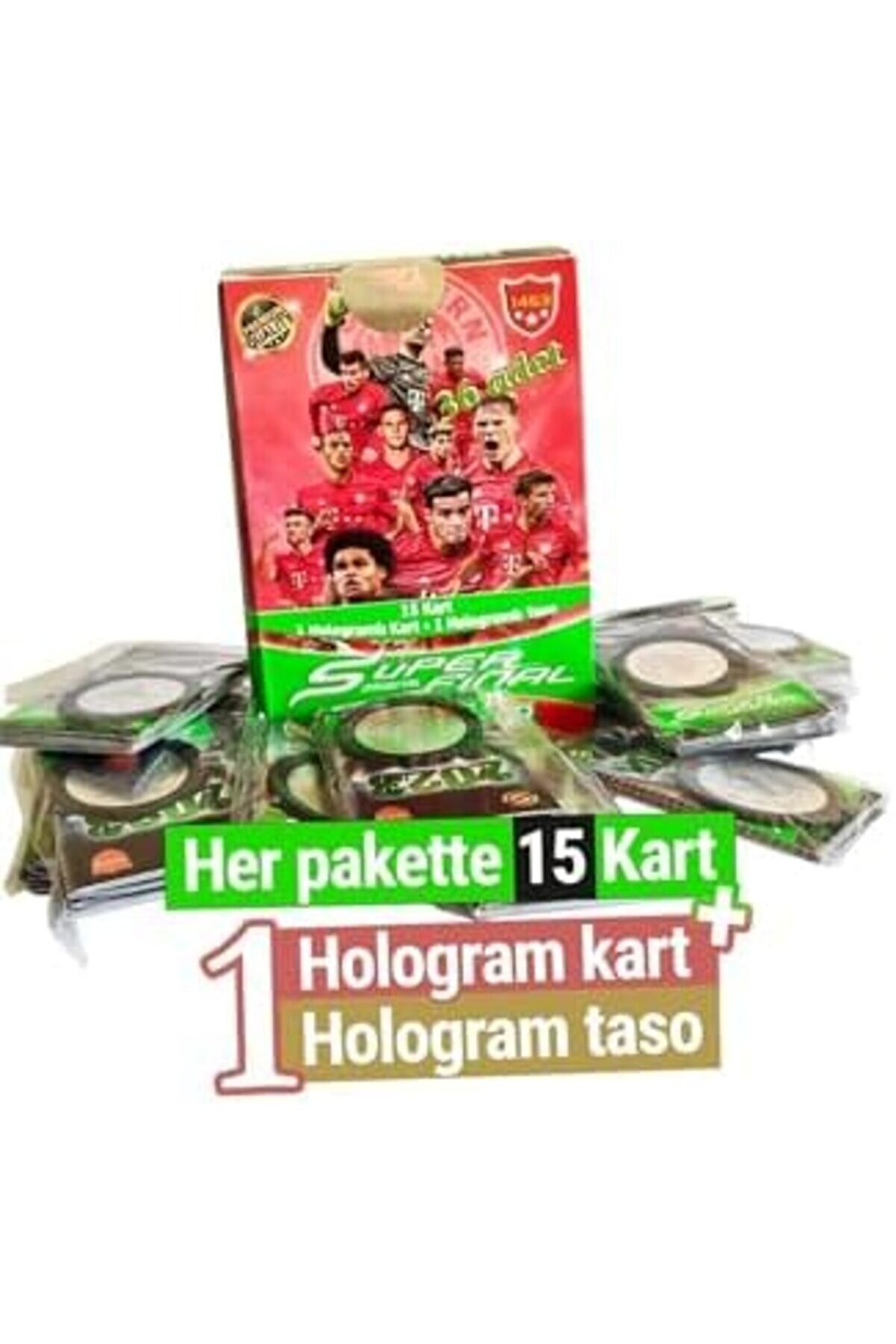 Snshop 15 Adet Futbolcu Kartları + 1 Adet Hologram Futbolcu Kartı + 1 Adet Hologram Taso -Futbolcu