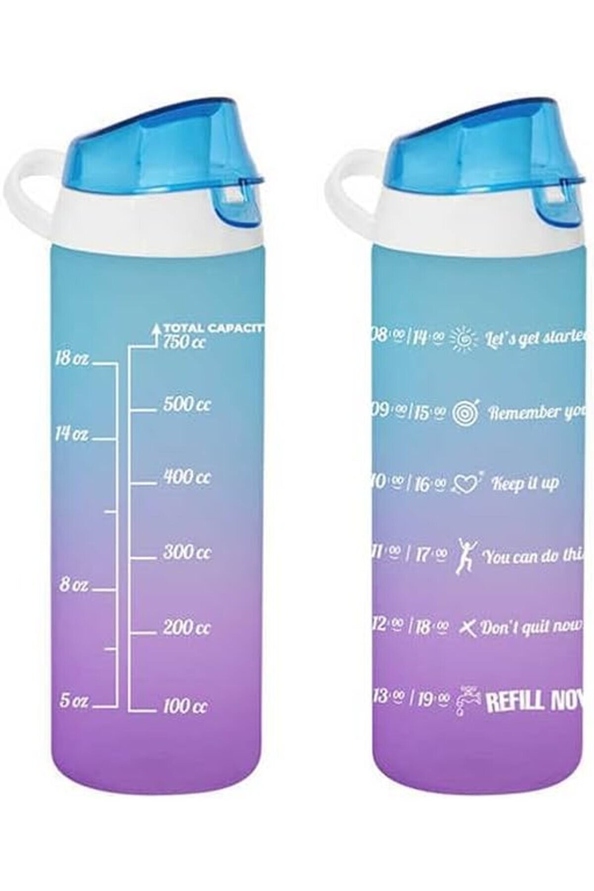 STOREMAX jptrShop 161506-160 Su Şişesi - Motivasyon Su Matarası - Plastik Renkli Suluk Mavi 750cc 1111498