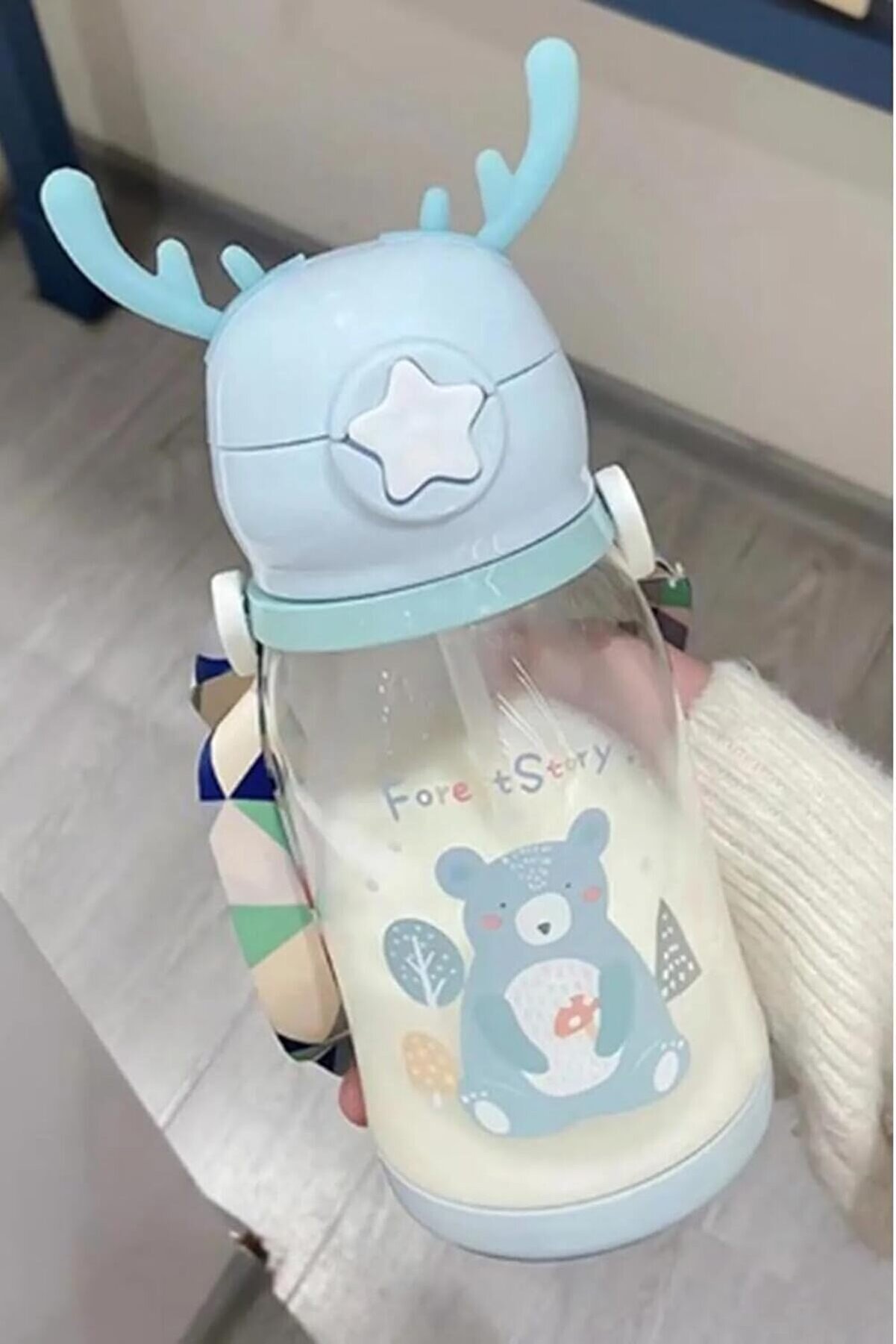 STOREMAX Geyikli Çocuk Suluğu, Su Matarası Bpa Içermez Okul Suluğu, Taşıma Pipetli Kayışlı Damlatma