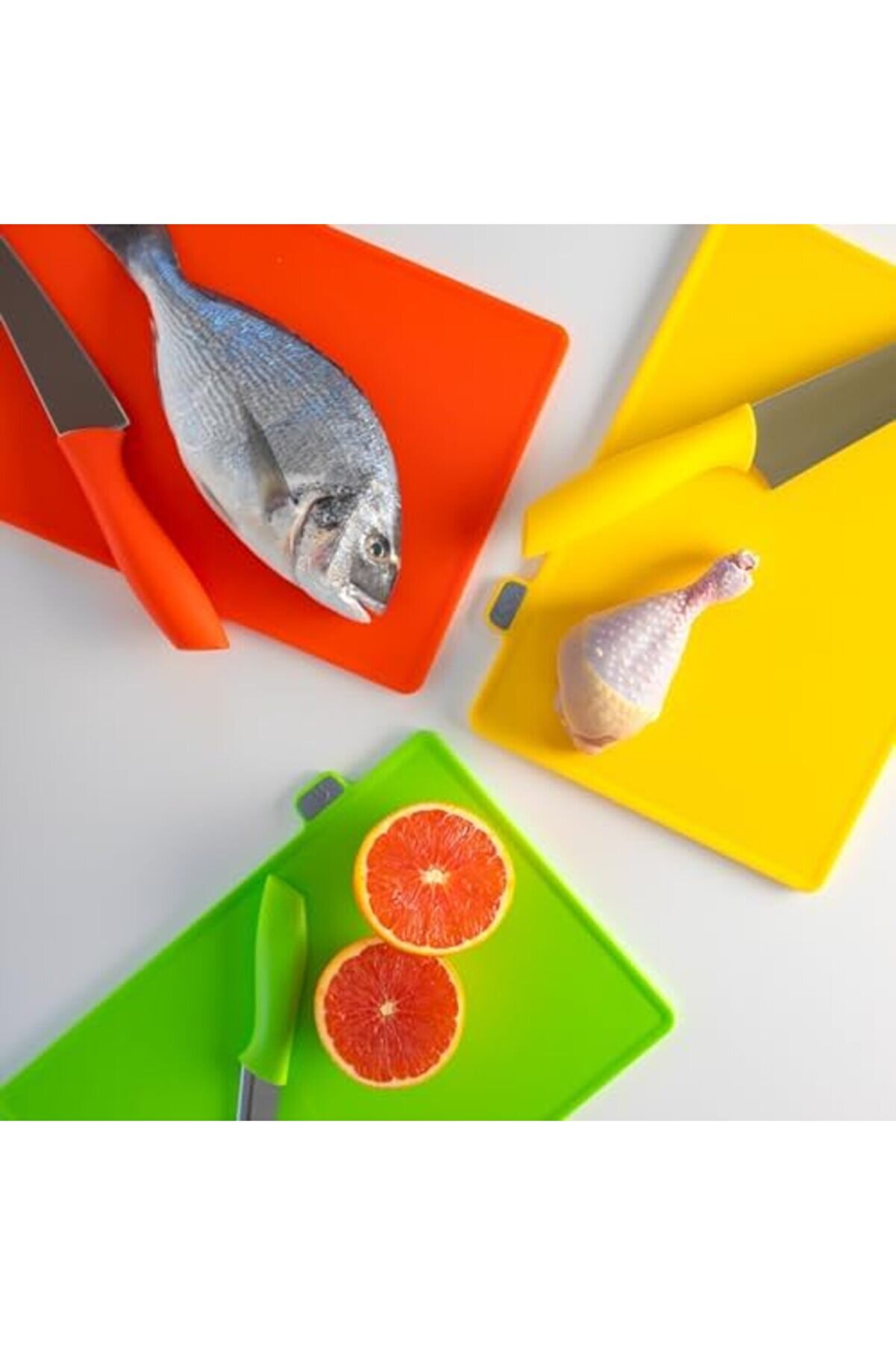 Lvnshopppi̇ng 1076 Bıçaklı Çoklu Kesme Tahtası Seti̇ - Et Sebze Balık Doğrama Tahtası Seti̇ - B