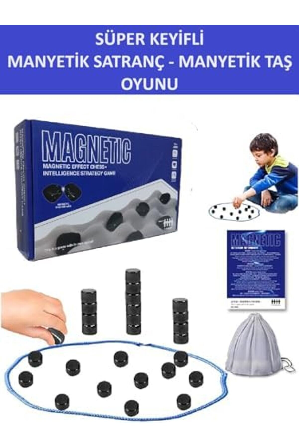 Snshop Keyi̇fli̇ Manyeti̇k Taş Oyunu - Manyeti̇k Satranç Oyunu, Mıknatıslı Taş Oyunu, Eği̇ti̇ci̇ Mas
