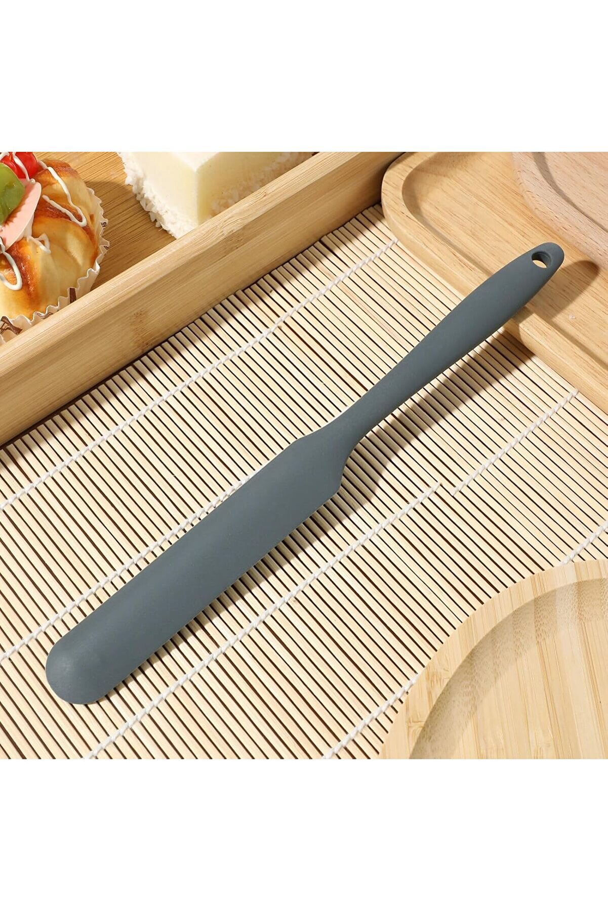STOREMAX lvnshop Silikon Tereyağı ve Krema Spatulası, Kek Spatulası, 5 Farklı Renk Seçeneği ( Gri) 224120