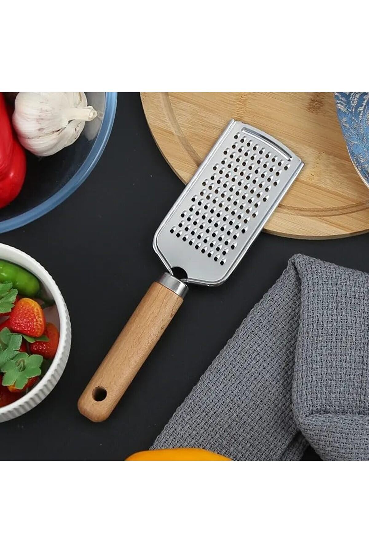 STOREMAX aclyashop Ahşap Saplı Paslanmaz Çelik ve Peynir Rendesi, Keskin Çok Amaçlı Sebze ve Narenciye Diliml