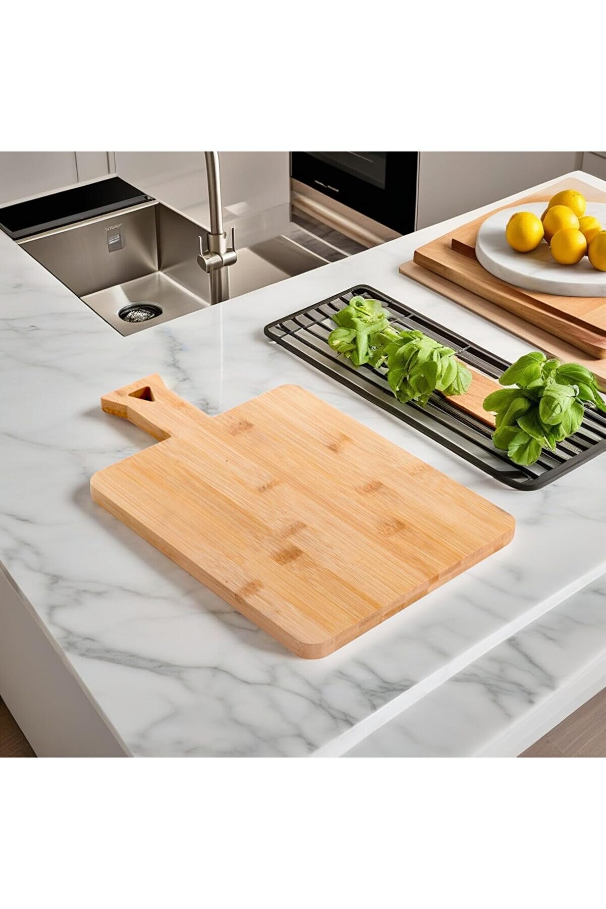 STOREMAX polysight Bambu Kesme Tahtası Antibakteriel Yıkanabilir Doğrama Tahtası Dikdörtgen (33cm*21,5cm) tre