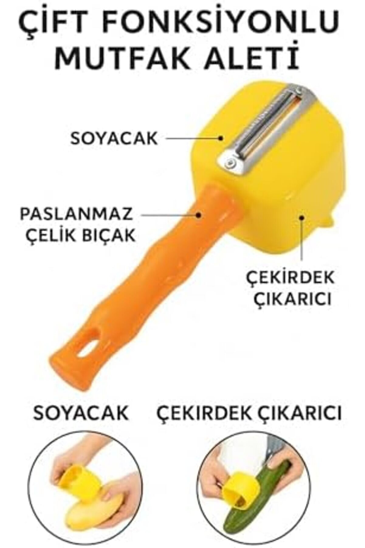 Hi̇gh-Tech Hazneli̇ Sebze, Meyve Oyucu & Kabak Temi̇zleyi̇ci̇ & Meyve Soyucu – Çok Fonksi̇yonlu Mutfak