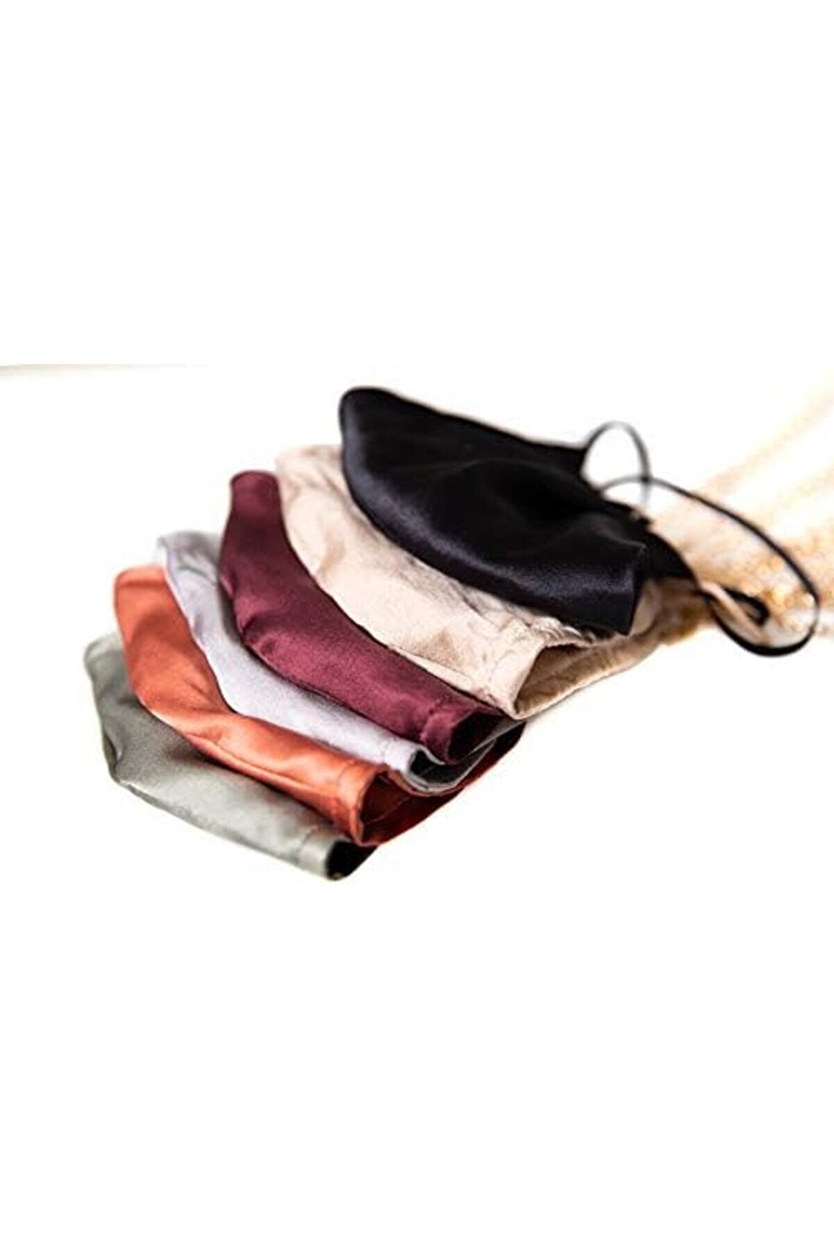 Jptrshop Of Si̇lk %100 İpek Ki̇remi̇t Rengi̇ Ağız Maskesi̇ Zi̇nci̇r Detaylı 1111498