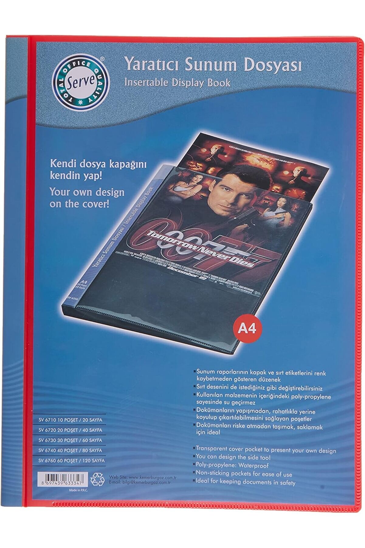 STOREMAX LvnShoppping SV-6730-Krm Yaratici Sunum Dosyası, Kırmızı, 30lu 224120