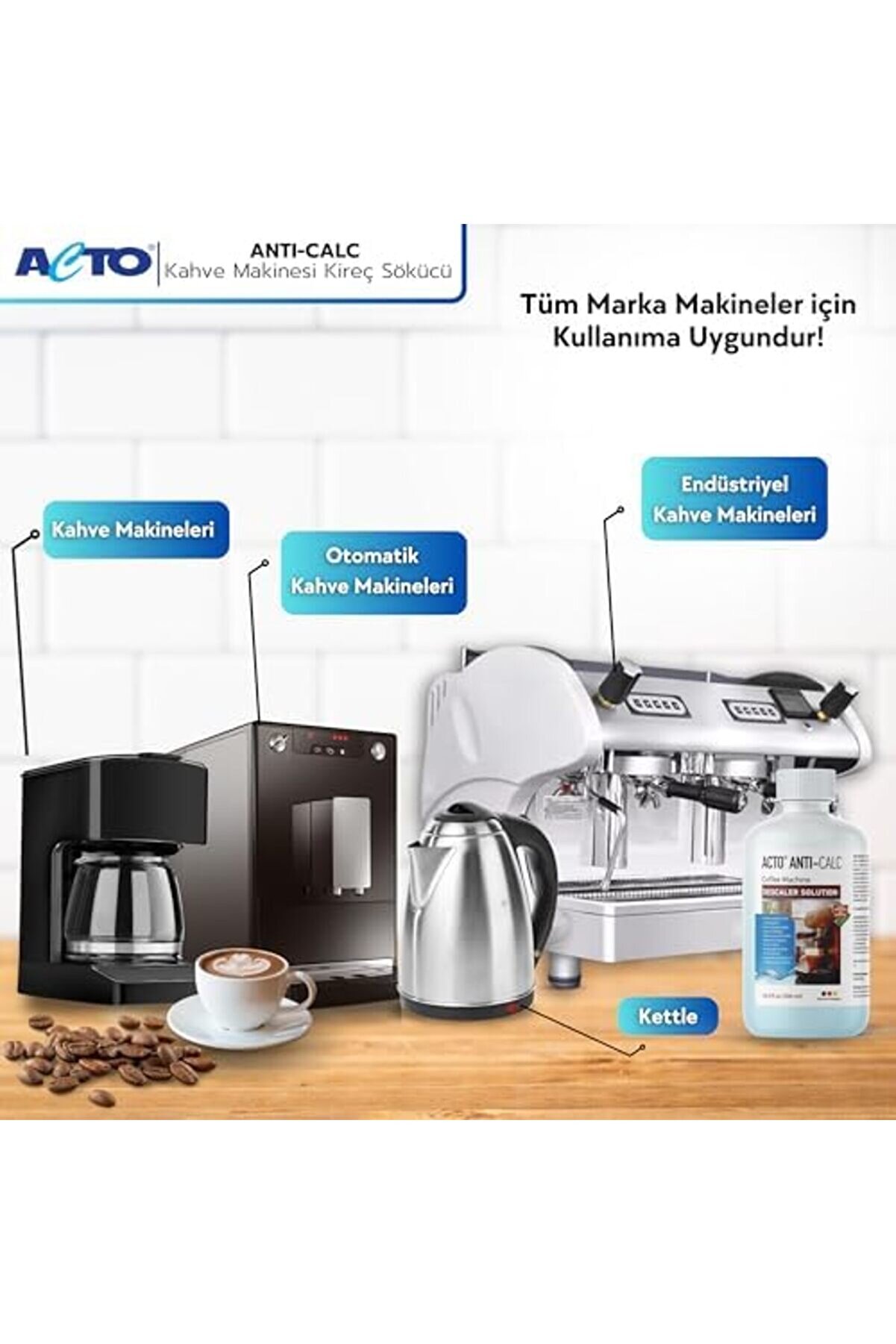 Brfshop Antı-Calc 500 Ml - Espresso Maki̇nesi̇, Kahve Maki̇nesi̇ Ki̇reç Çözücü, Her Tür Kahve Maki̇n