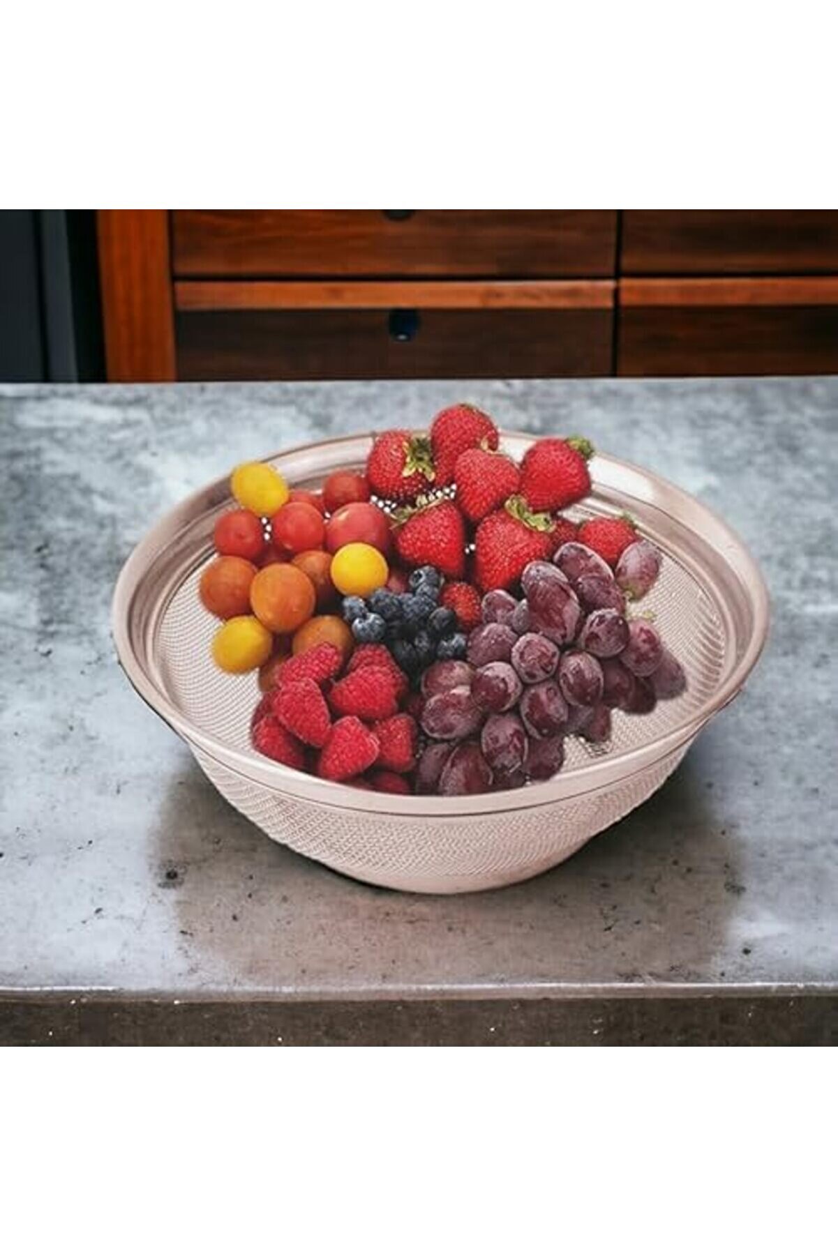 Paslanmaz Çeli̇k Kulpsuz Süzgeç 26Cm, Paslanmaz Pi̇ri̇nç Süzgeci̇, Paslamaz Çeli̇k Mutfak