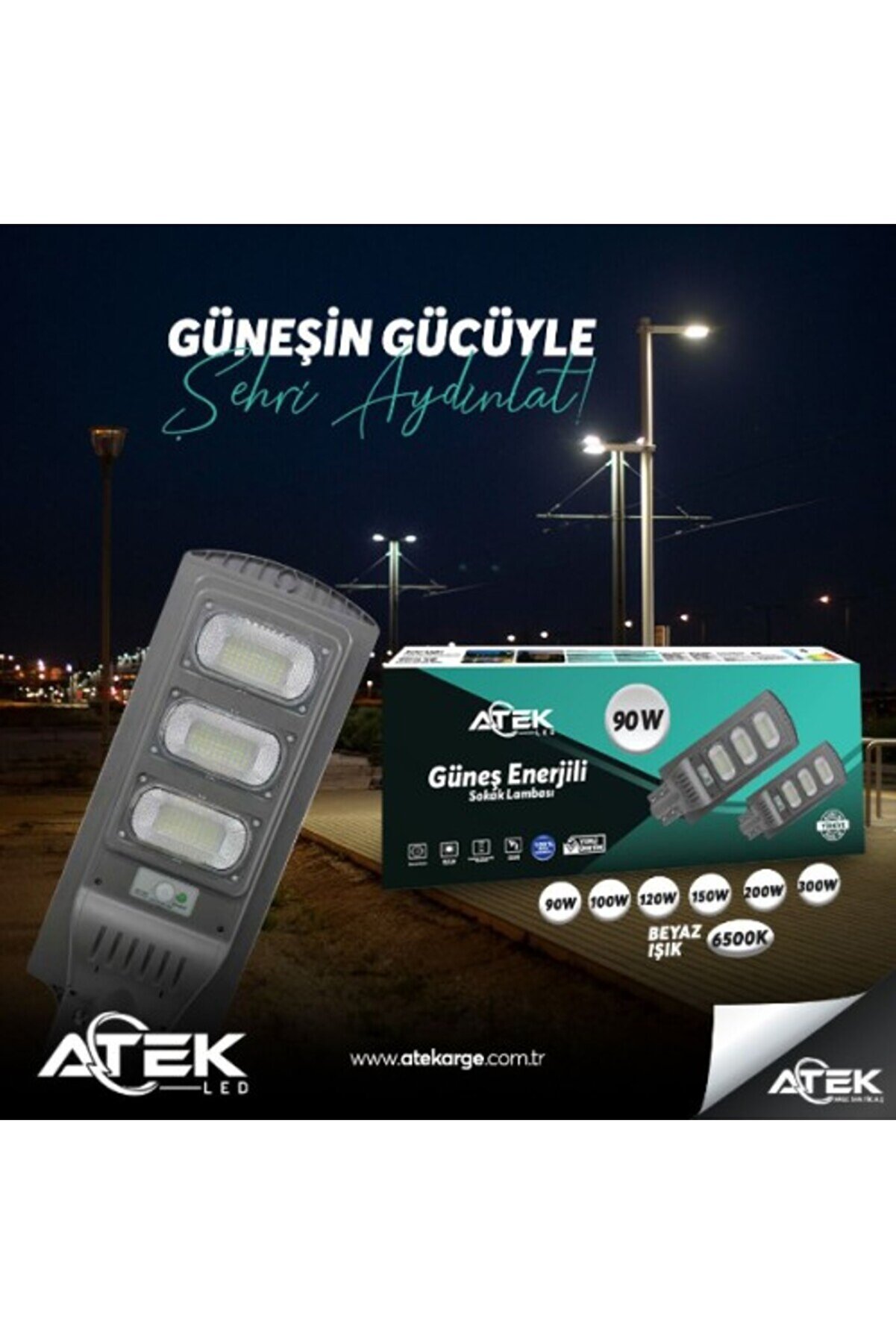 evimdeyokyok Güneş Enerjili Sokak Lambası 120 W