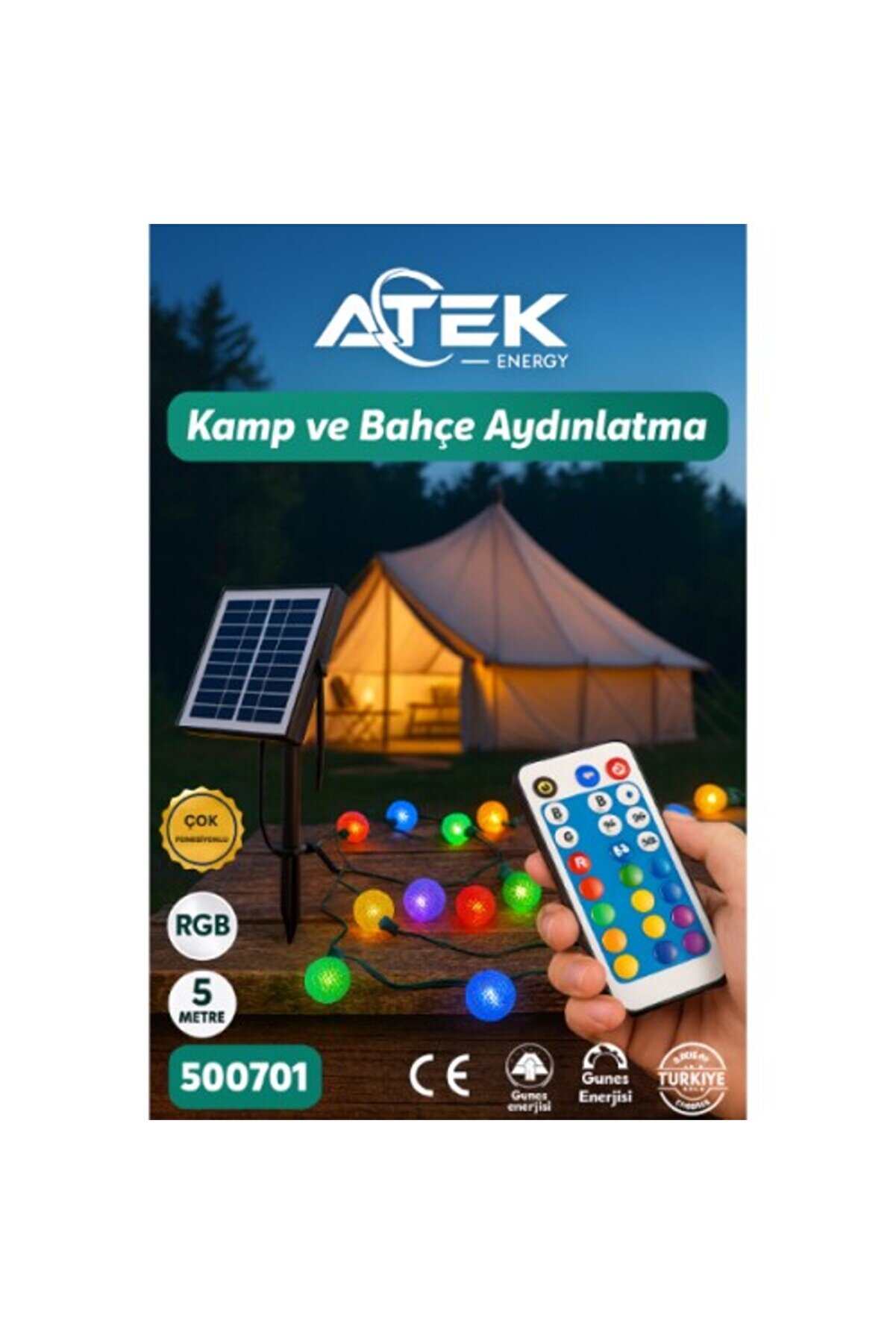 Rgb Güneş Enerji̇li̇ Boncuk Kamp Ve Bahçe Aydınlatma