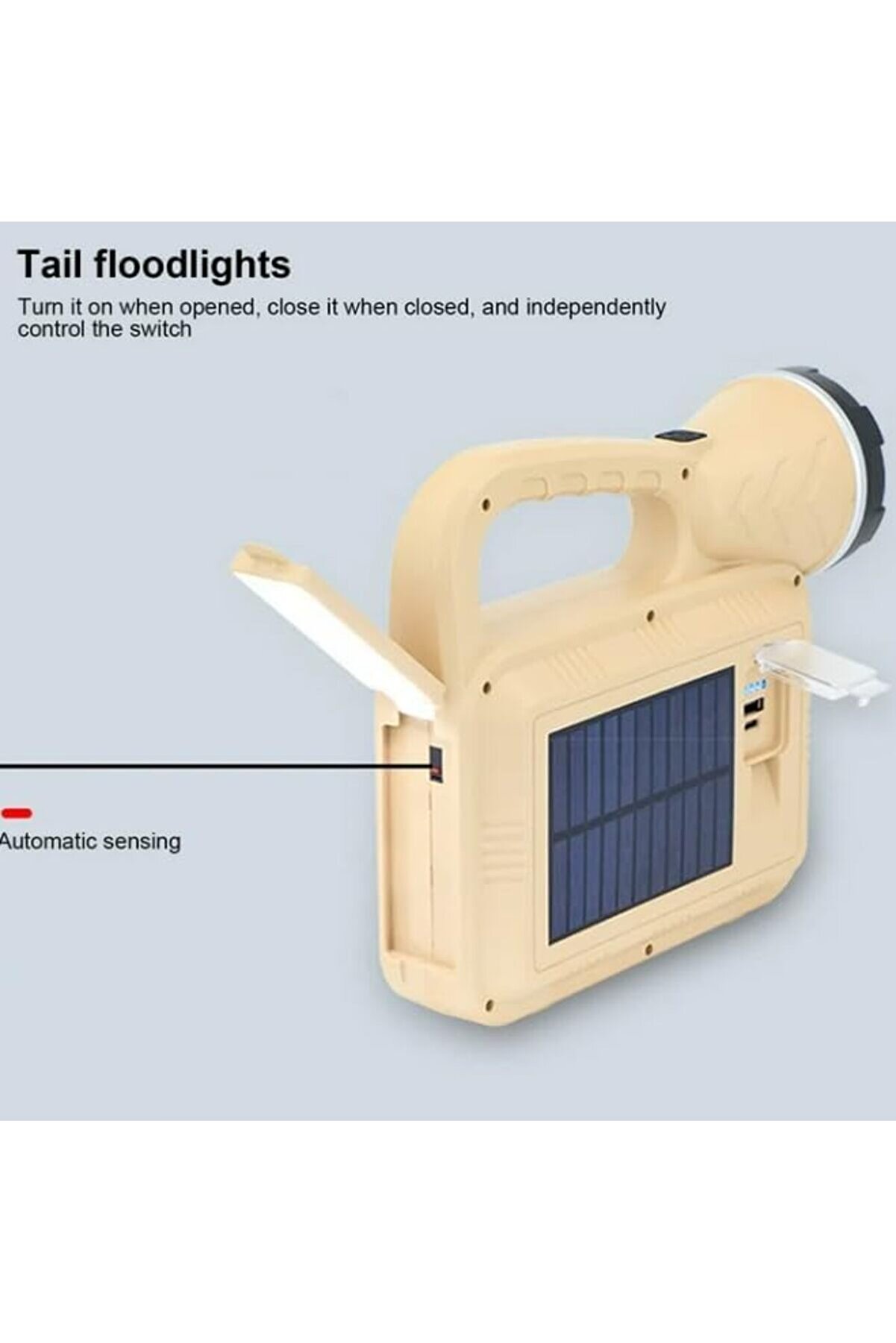 Vegashop Solar Güneş Enerji̇li̇ Şarjlı Led El Feneri̇ – 3W Ön Led, 2 Yan Cob, 16 Arka Smd, 1000