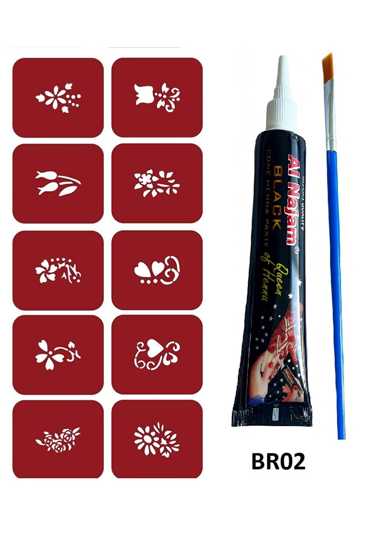 Golechas Şehnaaz Mi̇ni̇mal Geçi̇ci̇ Dövme Yapma Seti̇ 10 Desen 1 Tüp Kına Br002