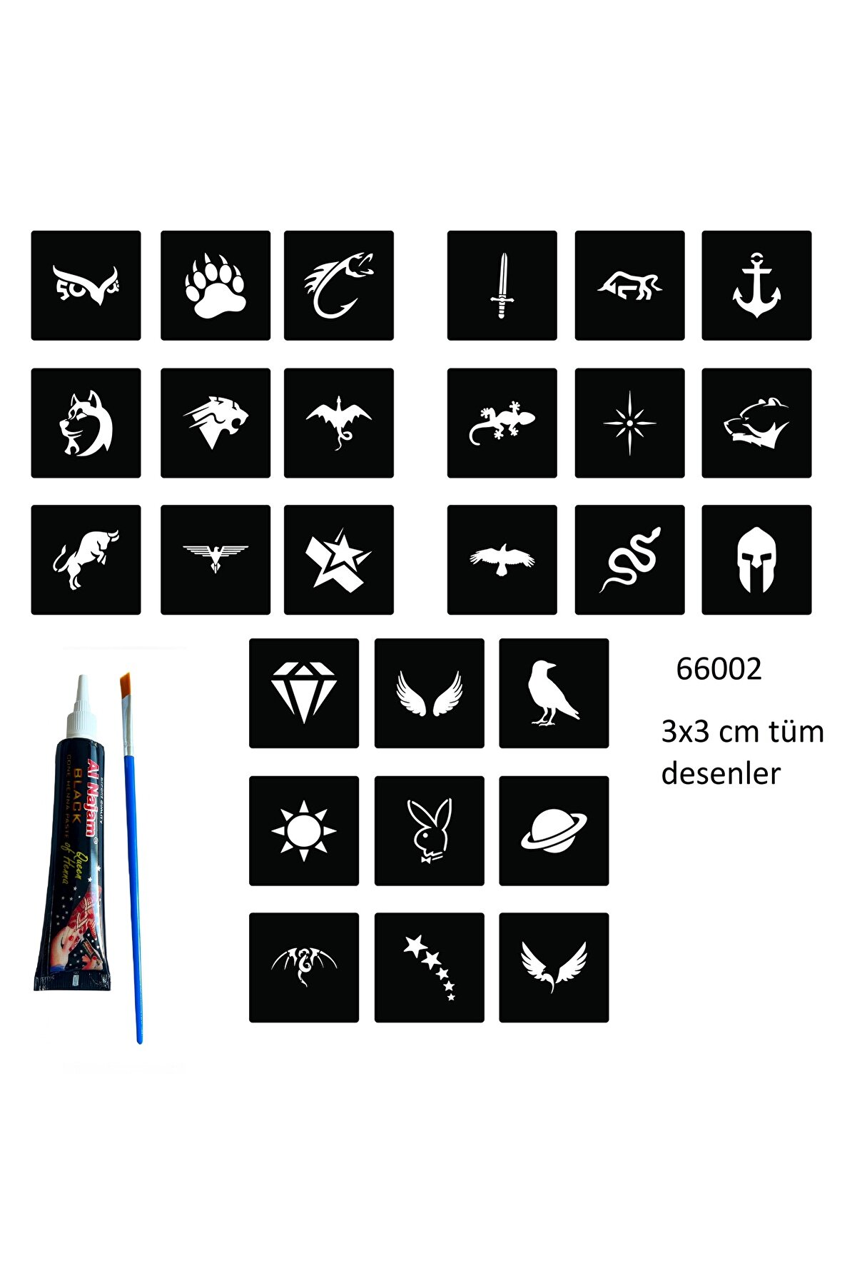 Ai̇rbrush Tattoo Mi̇ni̇mal 27 Şablon Hi̇nt Kınasıyla Geçi̇ci̇ Dövme Yapma Seti̇