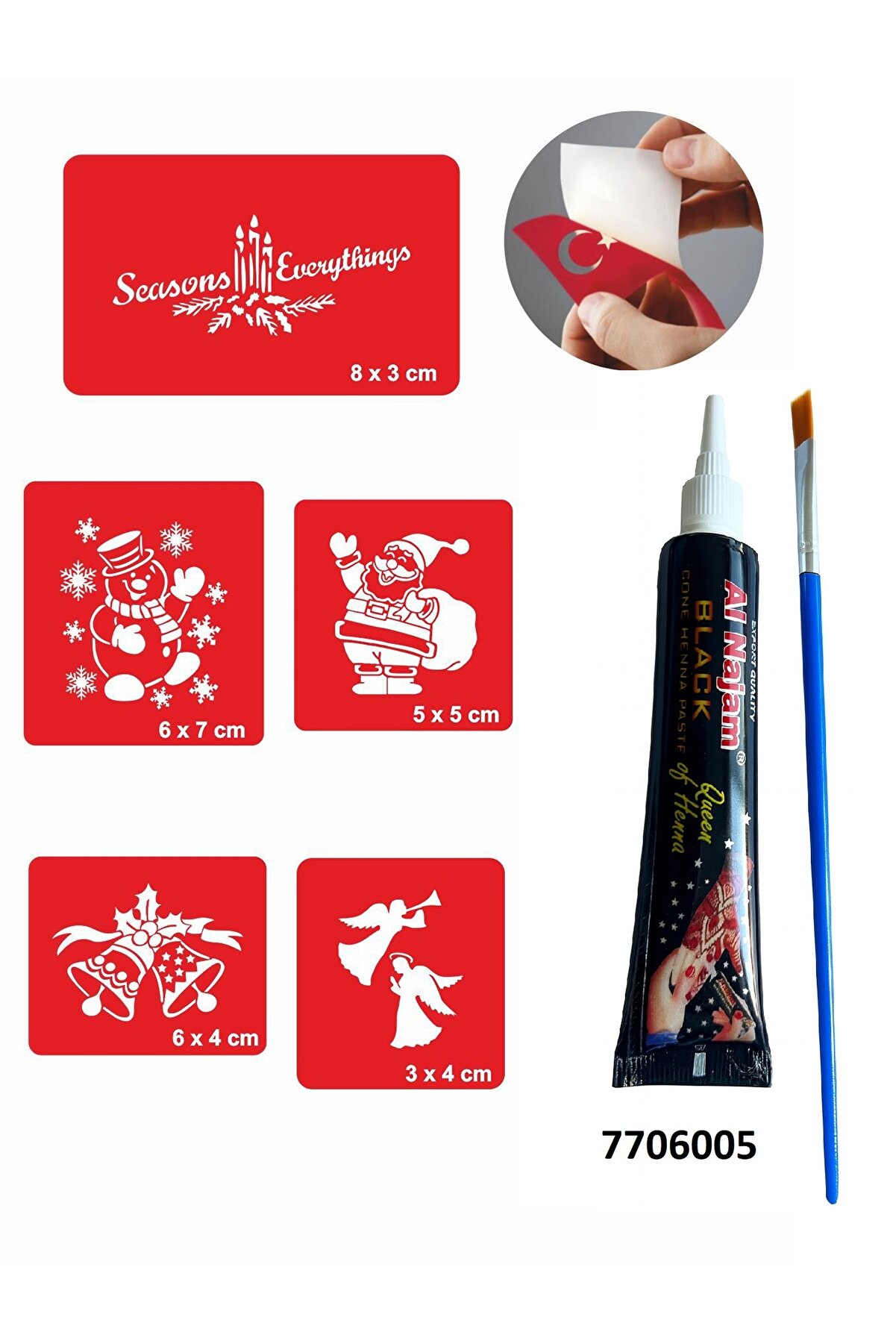 Ai̇rbrush Tattoo Noel Baba Yılbaşı Hi̇nt Kınası Ile Geçi̇ci̇ Dövme Yapma Seti̇