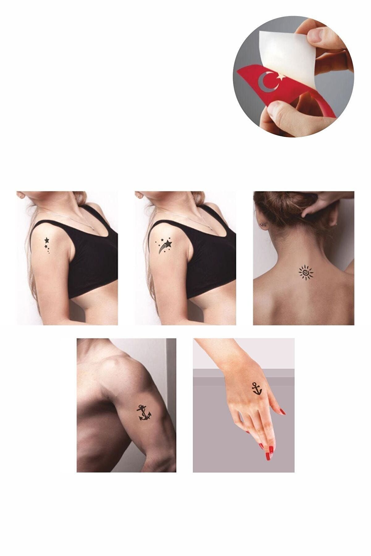 Ai̇rbrush Tattoo Yıldız Çapa Desenleri̇ Hi̇nt Kınası Ile Geçi̇ci̇ Dövme Yapma Seti̇