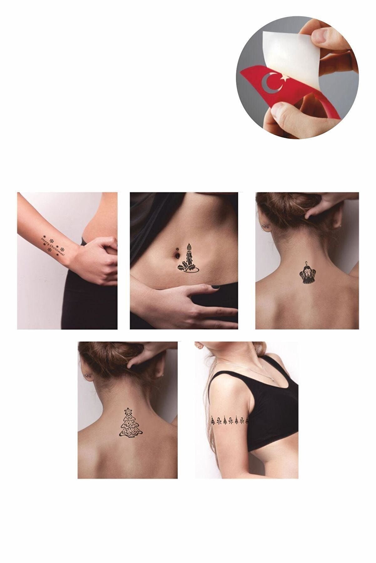 Ai̇rbrush Tattoo Yeni̇ Yıl &Ccedil;am Ağacı Hi̇nt Kınası Ile Ge&ccedil;i̇ci̇ D&ouml;vme Yapma Seti̇
