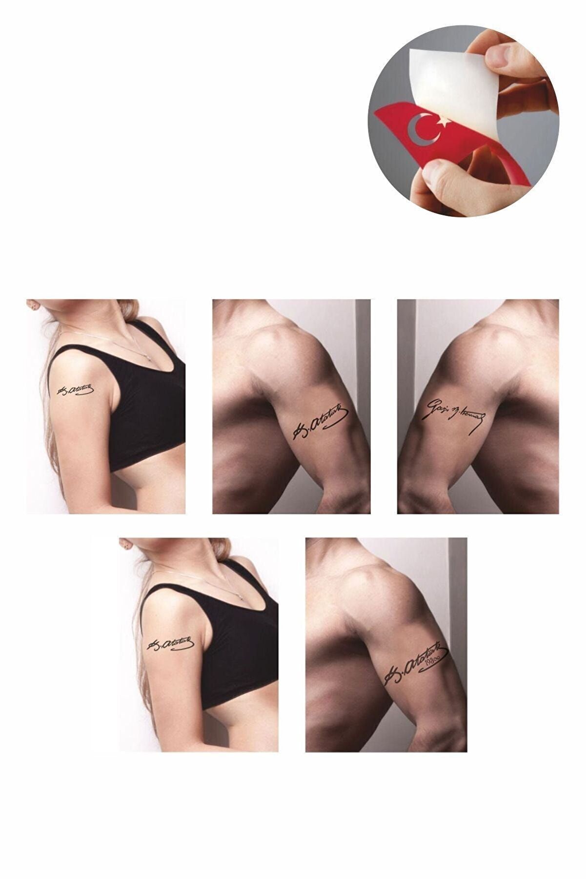 Ai̇rbrush Tattoo Atat&uuml;rk İmza Sembolleri̇ Hi̇nt Kınası İle Ge&ccedil;i̇ci̇ D&ouml;vme Yapma Seti̇