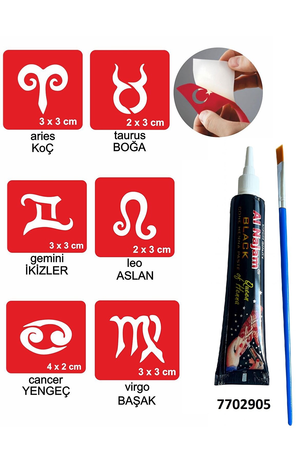 Ai̇rbrush Tattoo Burçlar Hi̇nt Kınası Ile Geçi̇ci̇ Dövme Yapma Seti̇