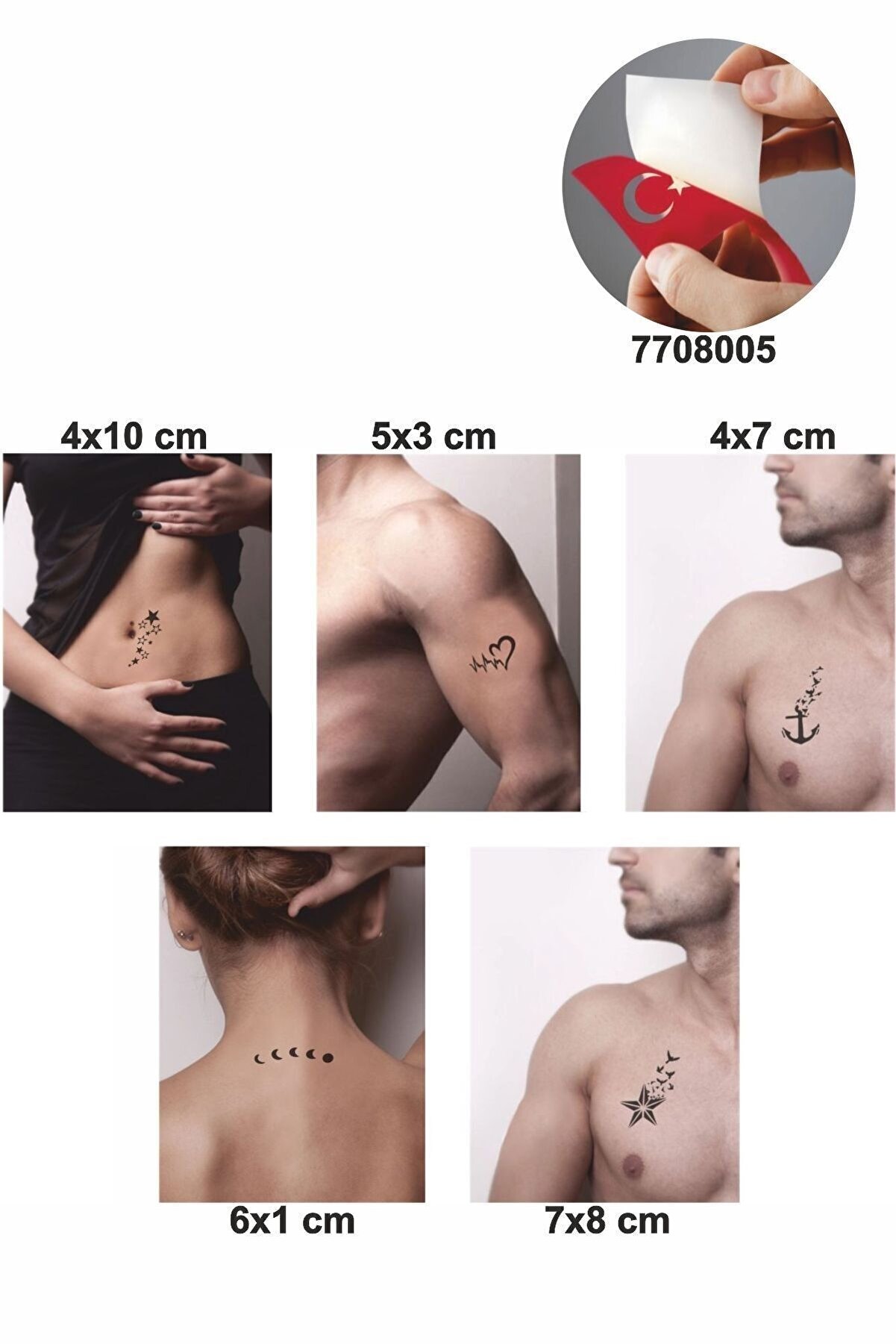 Enhavalı Kalp Ve Yıldız Desenleri̇ Hi̇nt Kınası Ile Geçi̇ci̇ Dövme Yapma Seti̇