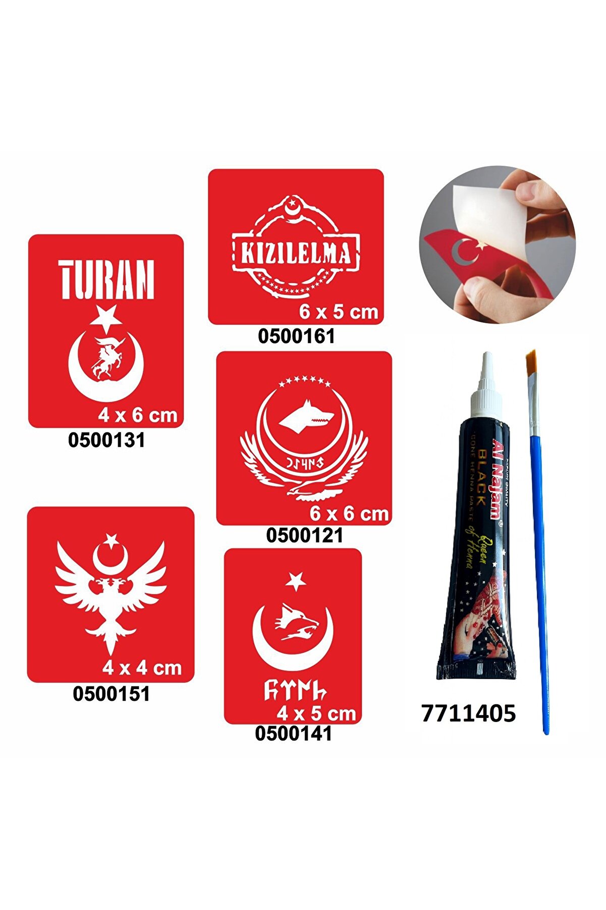 Ai̇rbrush Tattoo Türkçülük Sembolleri̇ Hi̇nt Kınası Ile Geçi̇ci̇ Dövme Yapma Seti̇