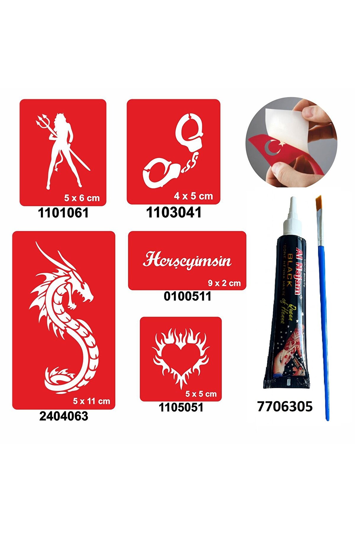 Ai̇rbrush Tattoo Kelepçe Ve Kalp Desenleri̇ Hi̇nt Kınası Ile Geçi̇ci̇ Dövme Yapma Seti̇