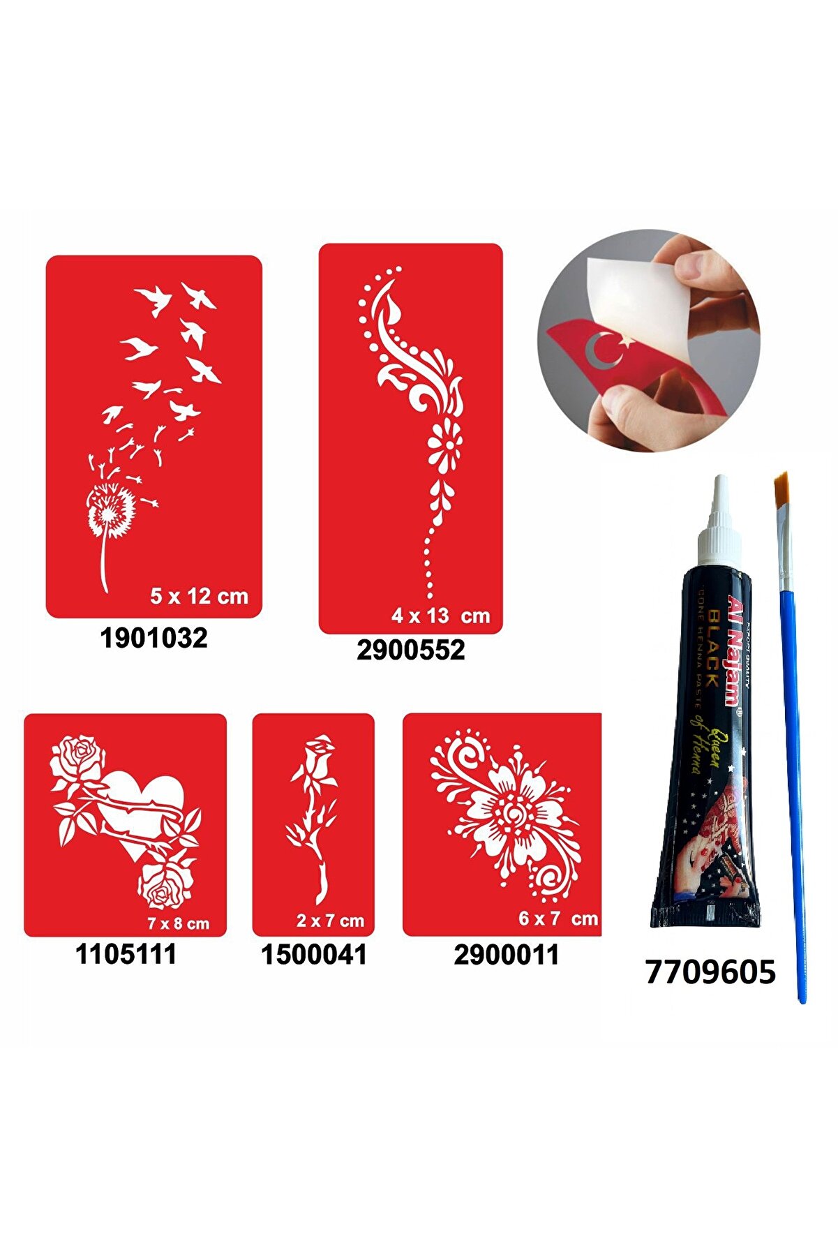 Ai̇rbrush Tattoo Tüy Ve Çi̇çek Desenleri̇ Hi̇nt Kınası Ile Geçi̇ci̇ Dövme Yapma Seti̇