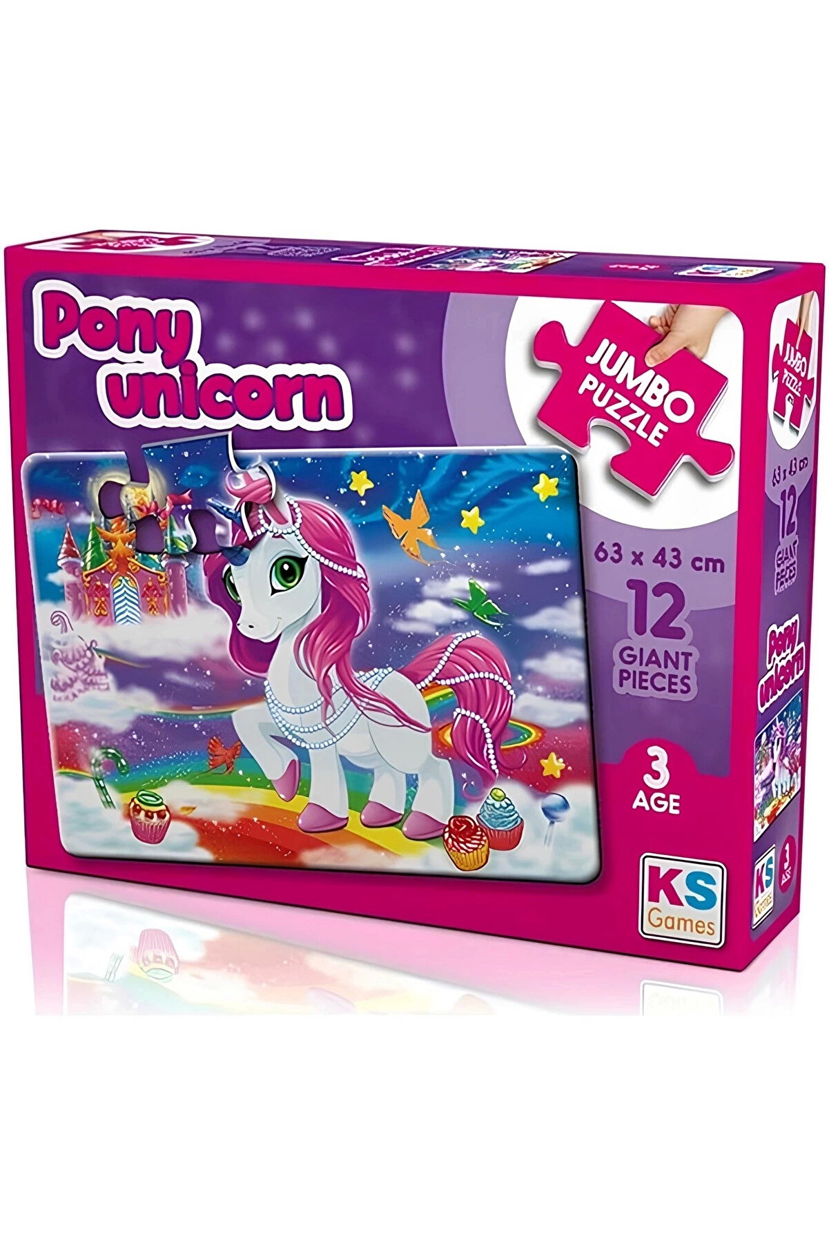 TE DÜKKAN KS Games Pony Unicorn 12 Parça Jumbo Boy Puzzle