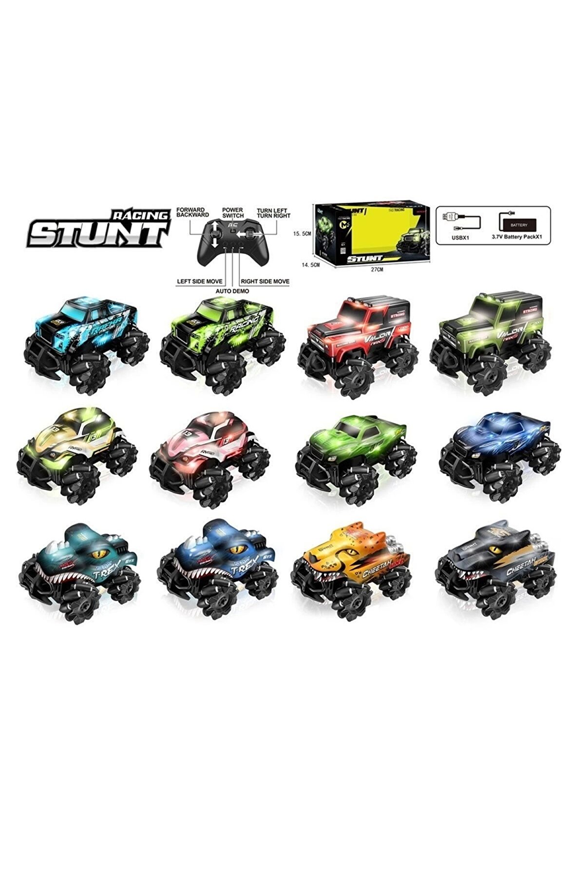 Syr666842Ca34567Ca Kumandalı Şarjlı Stunt 4X4 Işıklı Araba