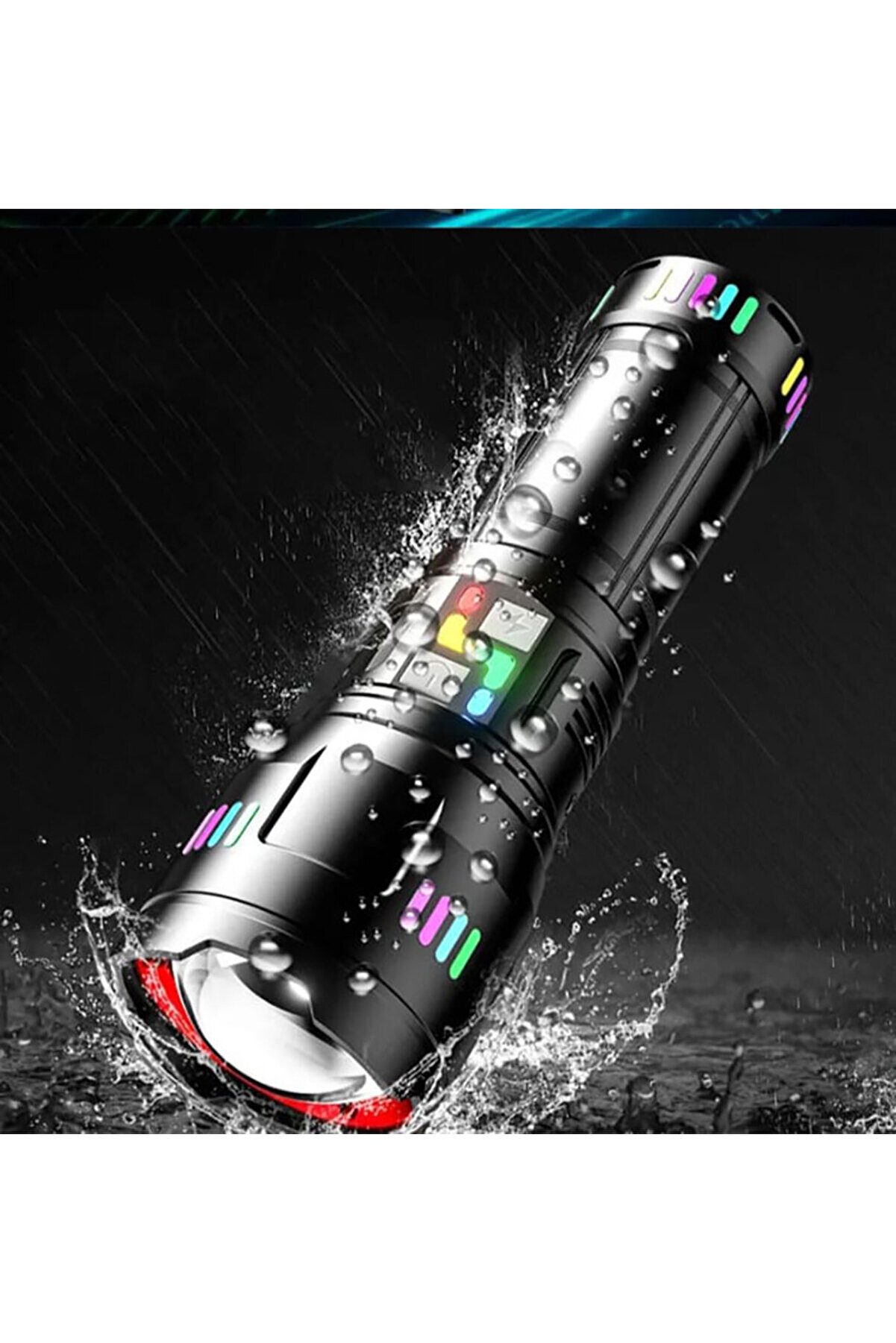 evimdeyokyok Pro F-3002 Alüminyum TG LED Gece Şeritli Type-C Şarjlı El Feneri