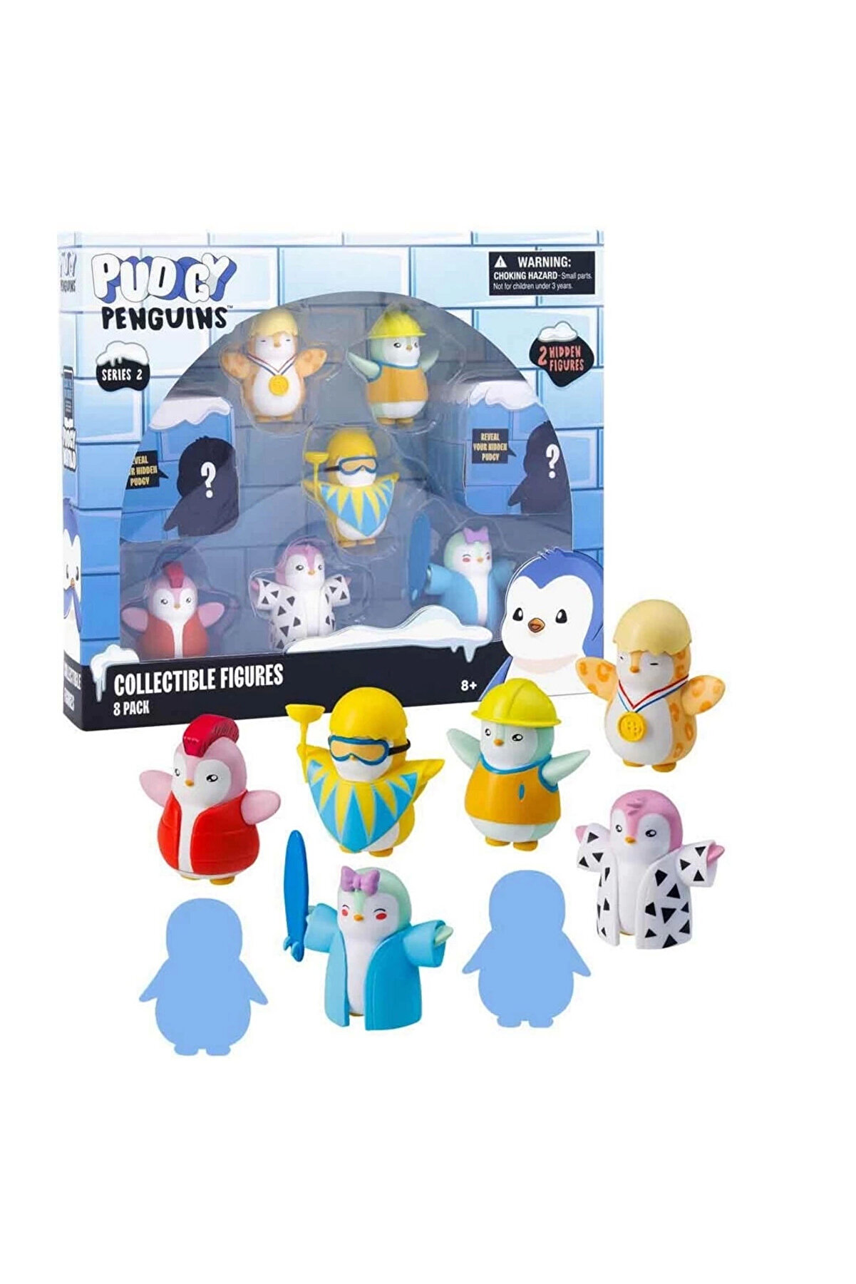 gizmurstore Pudgy Penguins 8'li Figür Seti S2 Bayrak Tutan Penguenli Set