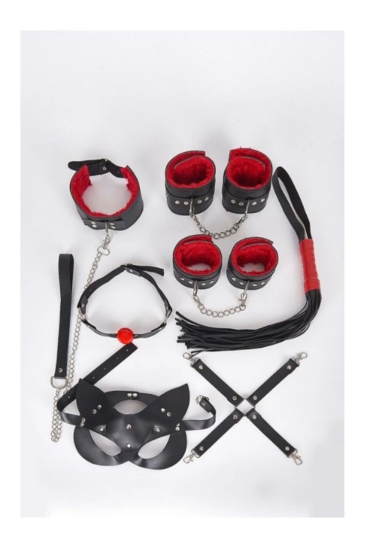 Luxerosshop Censan 8 Parçalı Kırmızı Fetiş Set