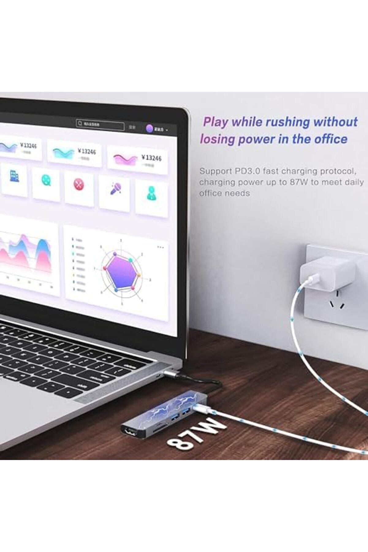 Oskyshopc Pro Ai̇r Uyumlu İle Uyumlu Type C To 4K Hdmı + Usb 3.0 + Sd/Tf + Pd + Type-C Type-C Den Hdm