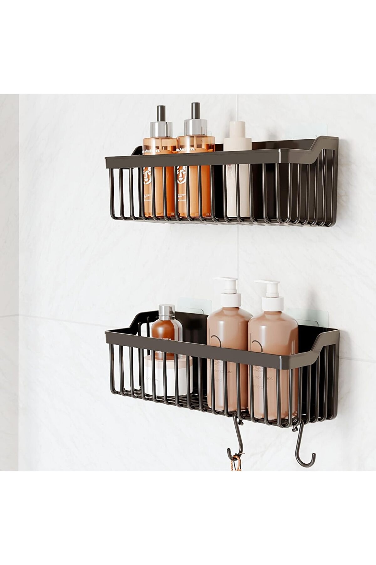STOREMAX ynsShoping Yapışkanlı Rafı, 2'li Düzenleyici, Duş Rafı Organizer Şampuanlık, Duşakabin Rafı, Organiz