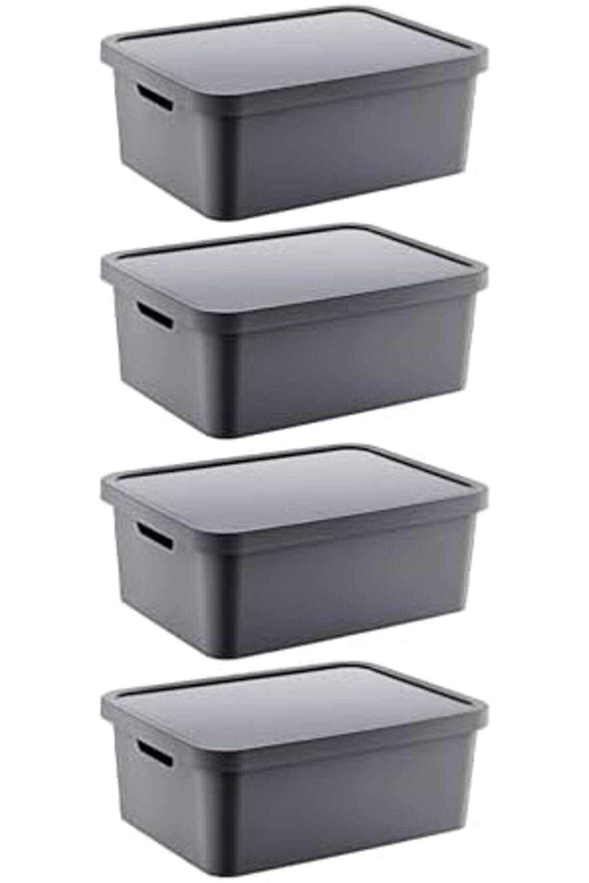 Lvnshop 4 L&uuml; Set Stafi̇ &Ccedil;ok Ama&ccedil;lı Kapaklı Kutu 12 Lt - Antrasi̇t, &Ccedil;ok Ama&ccedil;lı Kapaklı Kutu, Ev-Ofi̇s-De