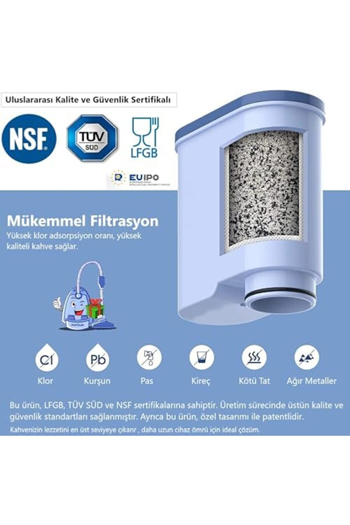 Lvnshop Su Fi̇ltresi̇ Kartuşu Ca6903/10, Ca6903/22 İçi̇n Su Fi̇ltresi̇ Kartuşu | Ki̇reç Çözme | Kahve Maki̇