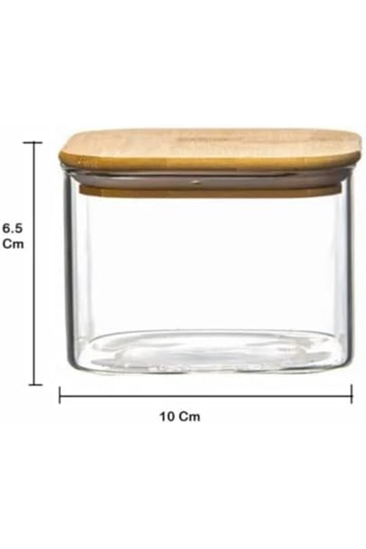 Bambu Kapaklı 380Ml Cam Baharat Kavanozları, Hava Geçi̇rmez Kare Borosi̇li̇kat Baharat Kapları, Bah