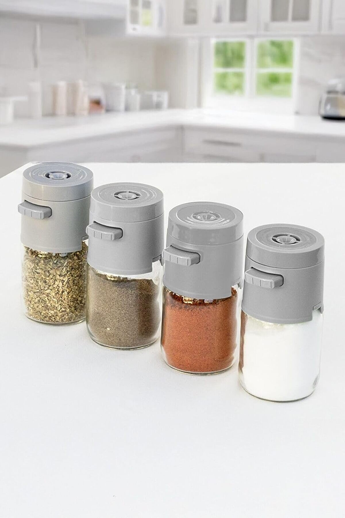 STOREMAX lvnshop 4 lü Gramaj Ayarlı Tuşlu Basmalı Tuzluk Yeni Nesil Dozajlamalı Tuzluk Şekerlik Biberlik 224