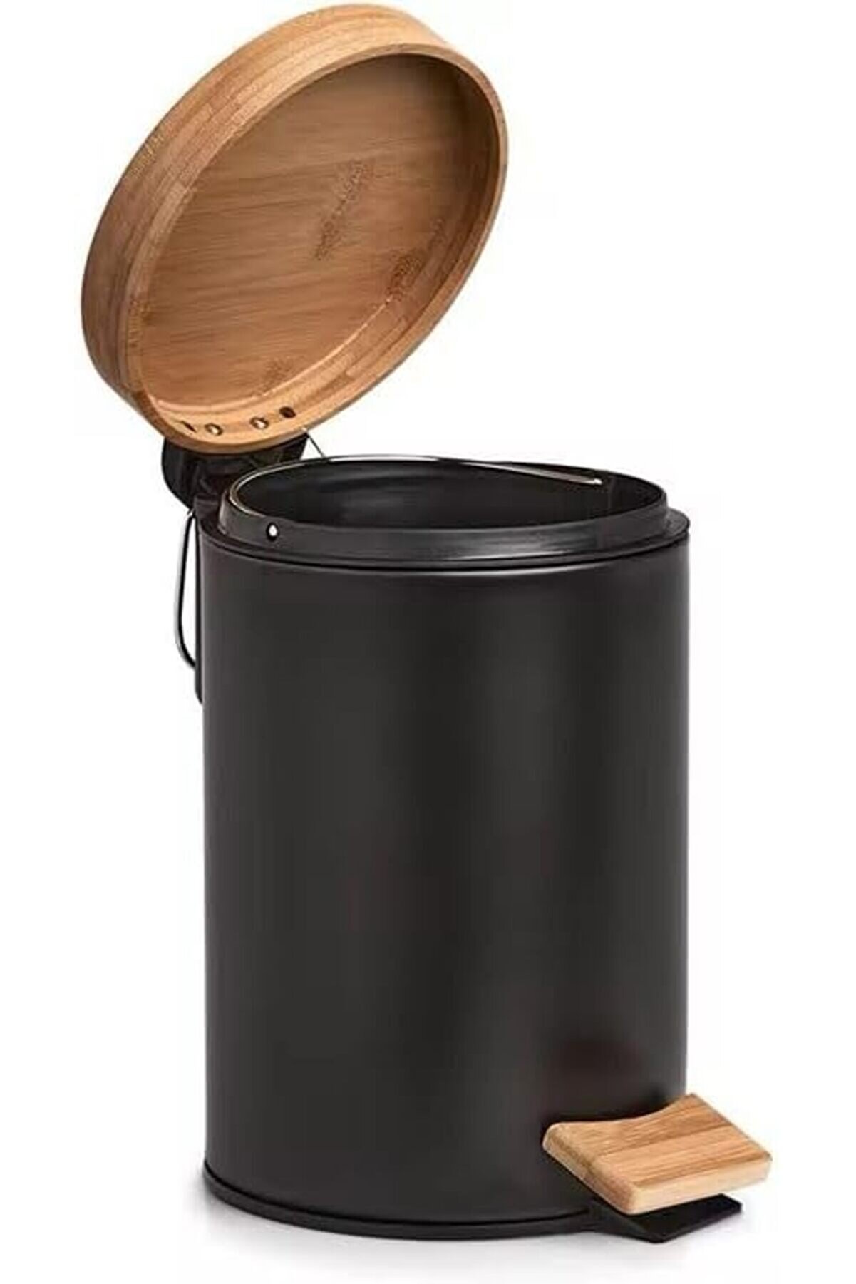 Sellbuyst Home Bambu Kapaklı Metal Çöp Kovası – Hi̇droli̇k Si̇stemli̇ Yavaş Kapanma Özelli̇kli̇, P