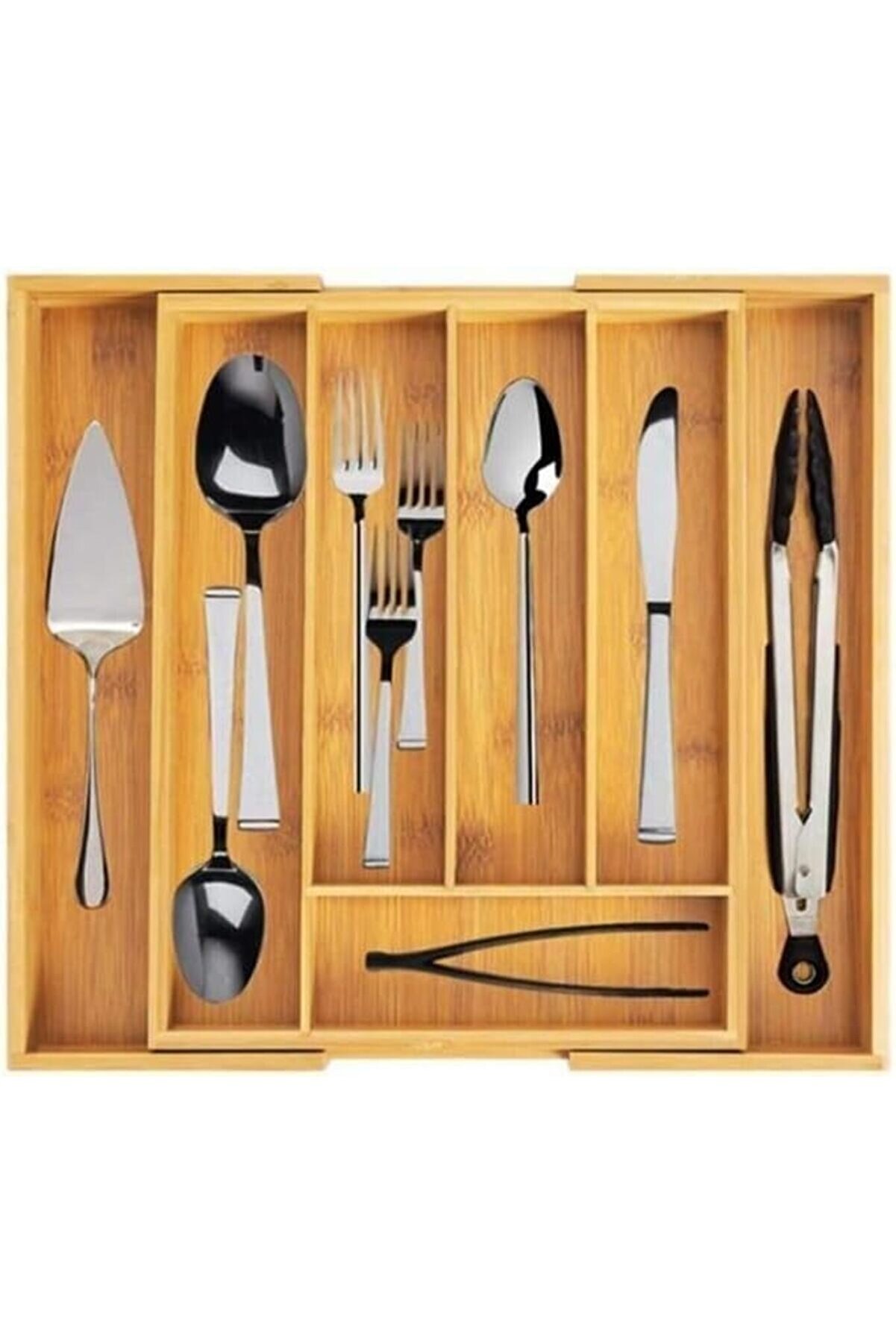 STOREMAX lvnshop 7 Bölmeli Bambu Kaşıklık – Çekmece İçi Düzenleyici Organizer | Ahşap, Şık ve