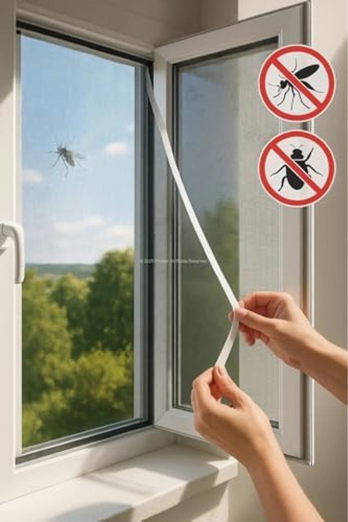 Tek Kanat Prati̇k Si̇nekli̇k, 0.75 M X 1.25 M Tül, Kapı & Pencere Uyumlu, 4 M Yapıştırma Bantl