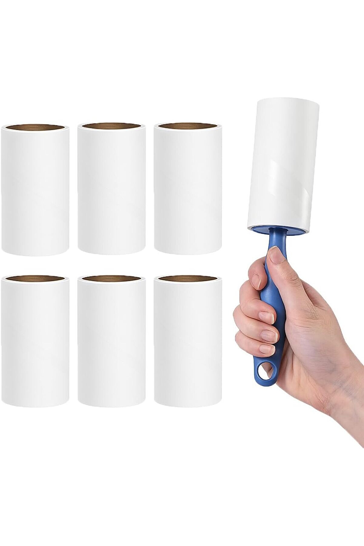 STOREMAX lvnshop Tüy Toplayıcı Set – 1 Sap + 6 Rulo – Toplam 360 Yaprak – Kedi Köpek Tüyü ve Toz Temizleyici