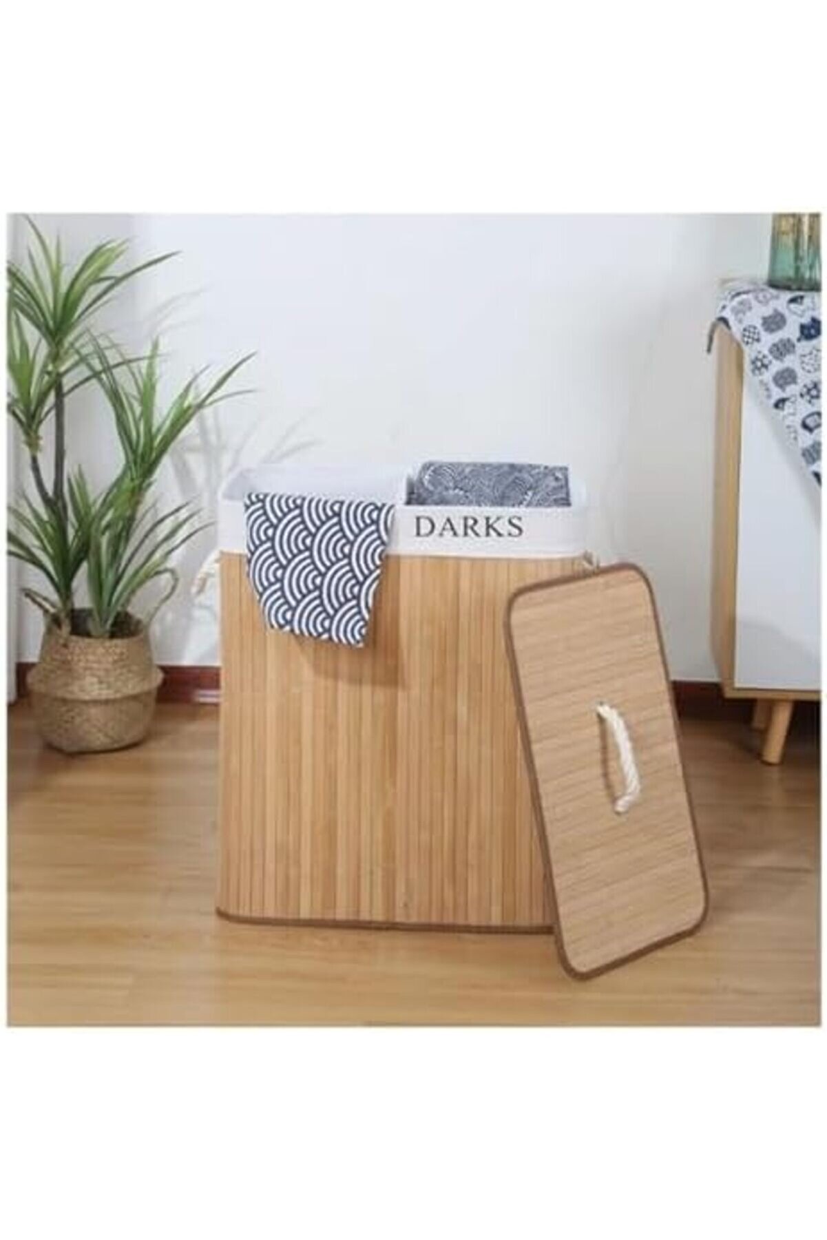 Snshop Katlanabi̇li̇r Ki̇rli̇ Çamaşır Sepeti̇, Kapaklı, Yıkanabi̇li̇r Astar 32X52X60 Si̇yah-Beyaz Ki̇rli̇