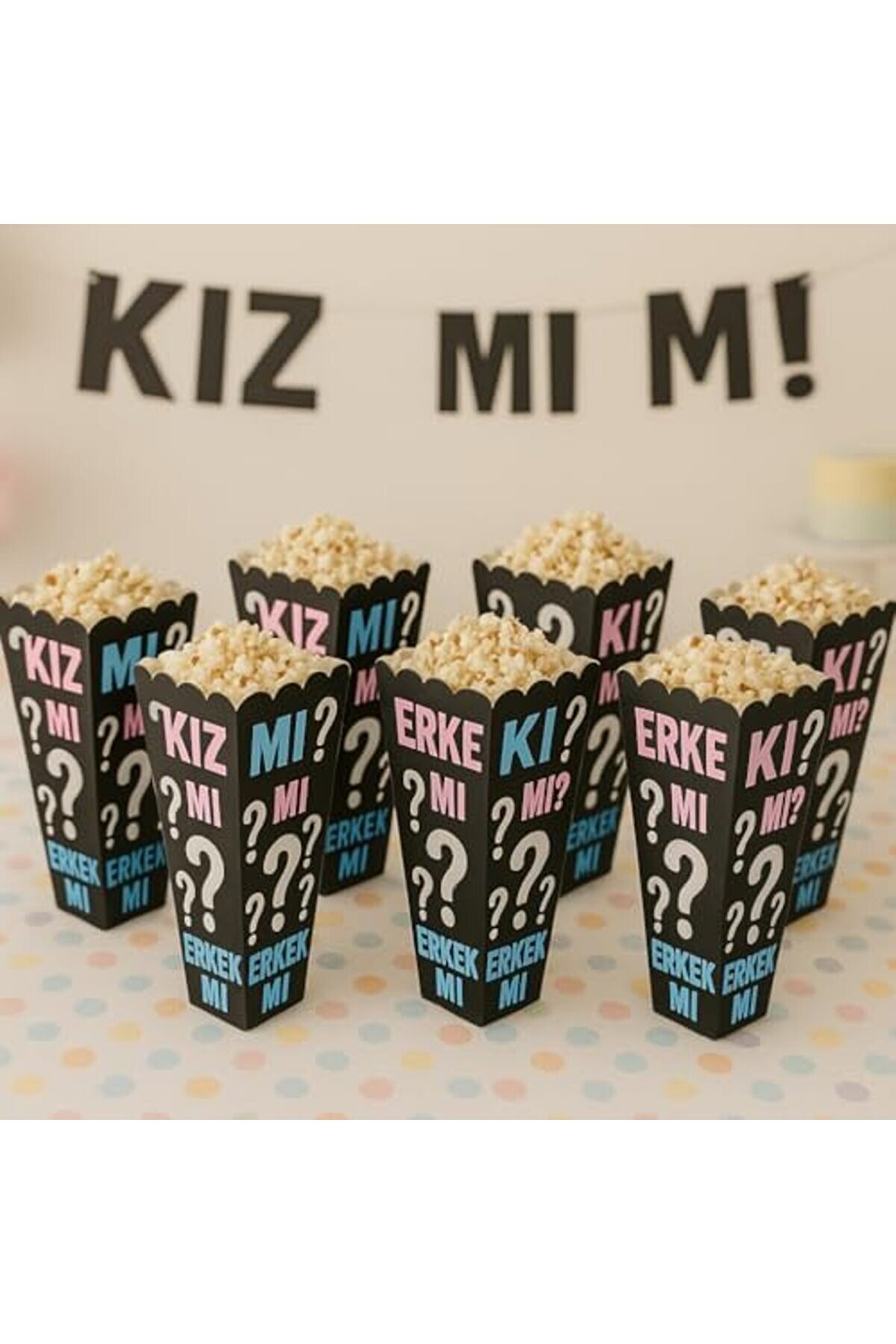 Kız Mı Erkek Mi̇ Popcorn Kutusu, 8 Li̇ Set, Baby Shower Ve Ci̇nsi̇yet Parti̇si̇ İçi̇n Mısır Kutuları,