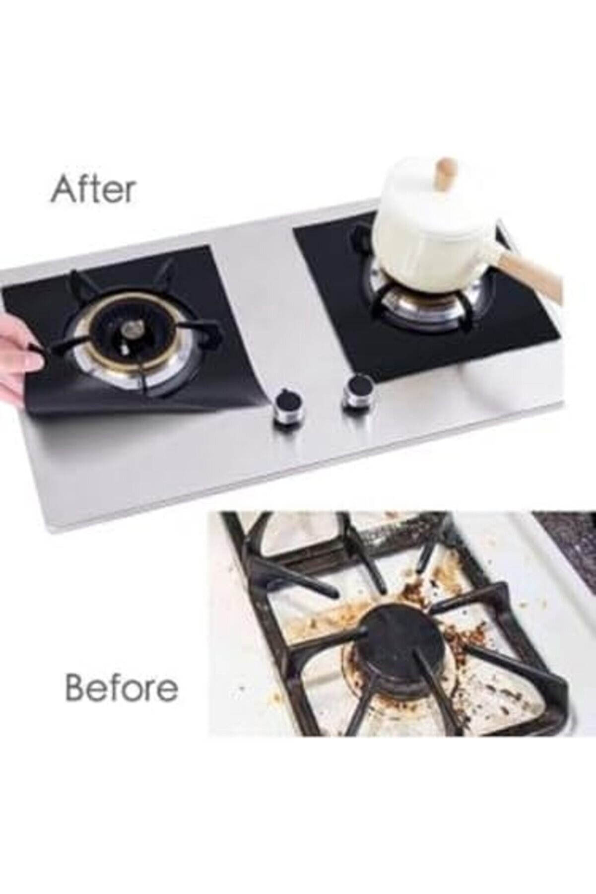 Flashtrend Yanmaz Yapışmaz Ocak Premi̇um Seti̇ 4 Lü Si̇yah, Temi̇zlenen Yeni̇den Kullanılabi̇li̇r Kaplamala