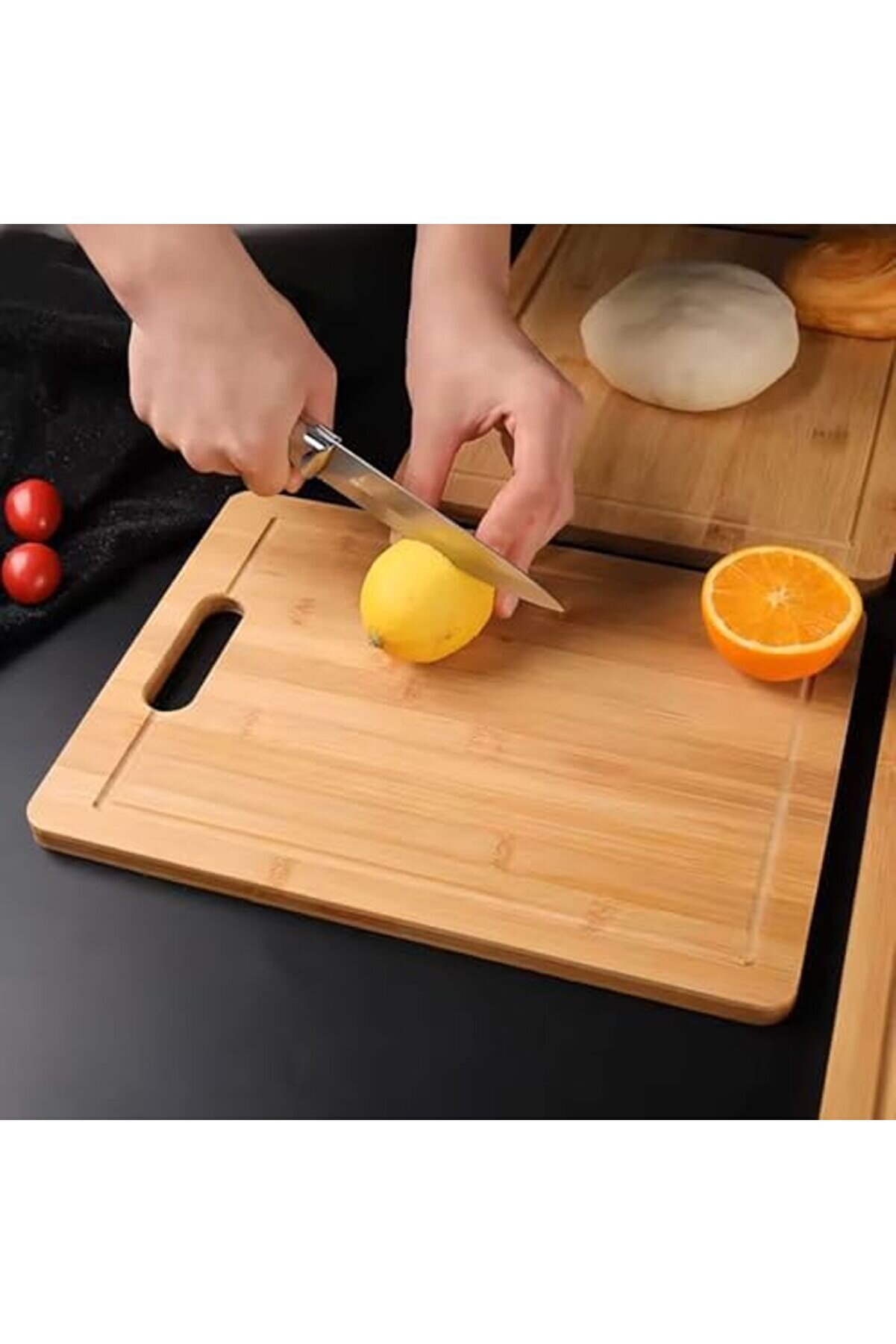 Snshop Bambu Kesme Tahtası Seti̇, Kalın Kali̇teli̇ Ahşap, Farklı Ebatlar, Kolay Temi̇zleni̇r (34X24)