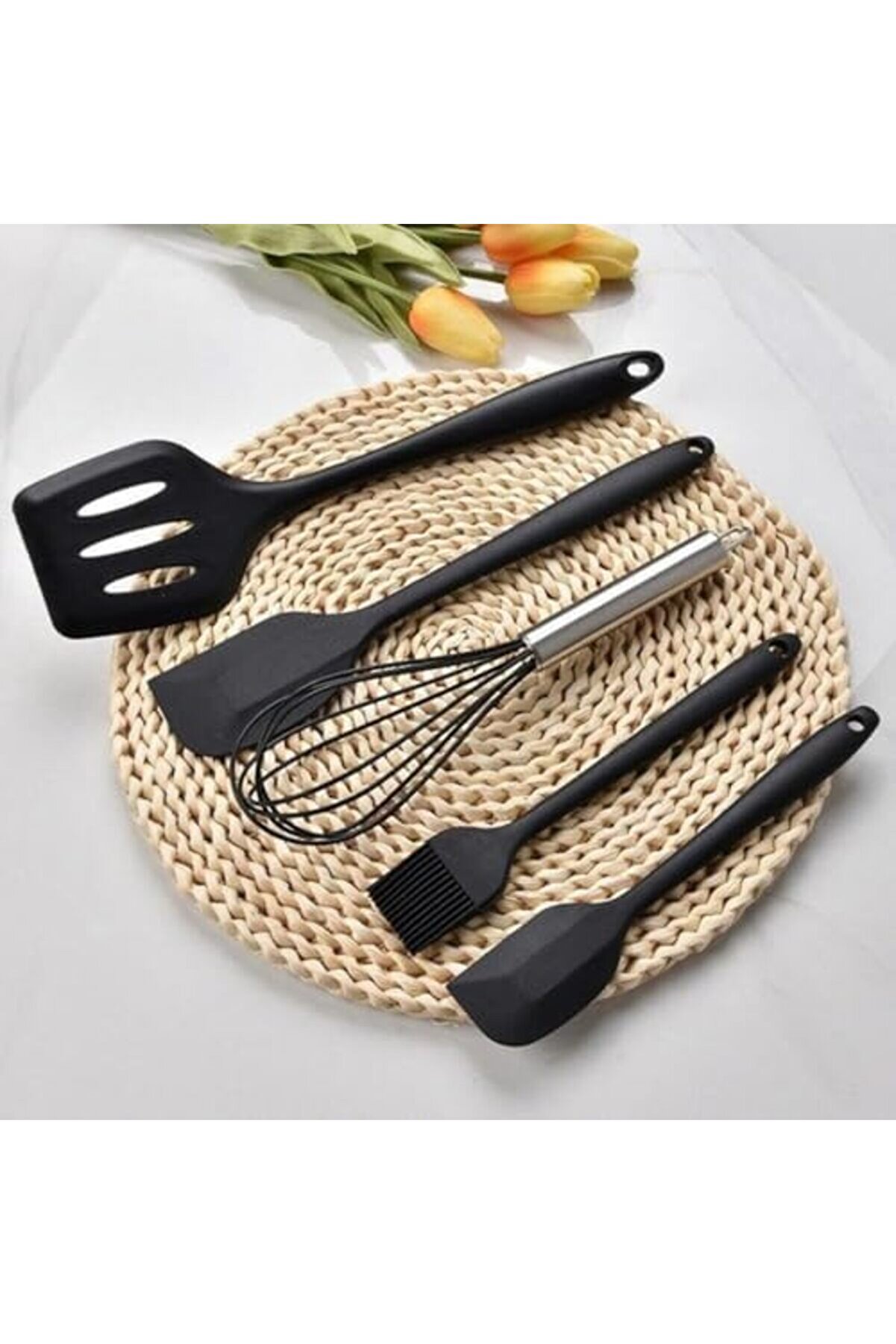 Parça Si̇yah Si̇li̇kon Spatula Seti̇ | Yanmaz, Yapışmaz Ve Dayanıklı