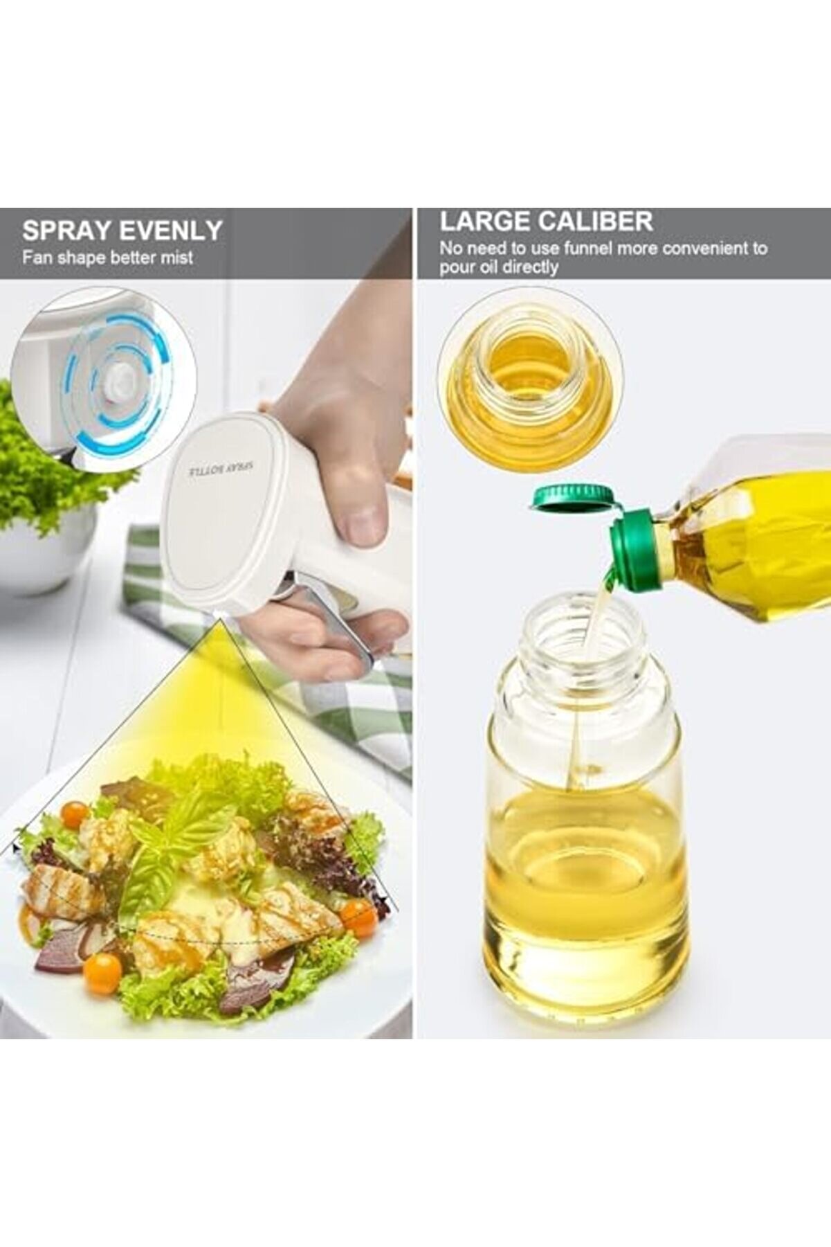 Lvnshop 240Ml Yağ Zeyti̇nyağı Püskürtücü, Ai̇rfryer Sprey Şi̇şesi̇, Cam Yağ Spreyi̇, Hava Fri̇tözü İçi̇n Ya